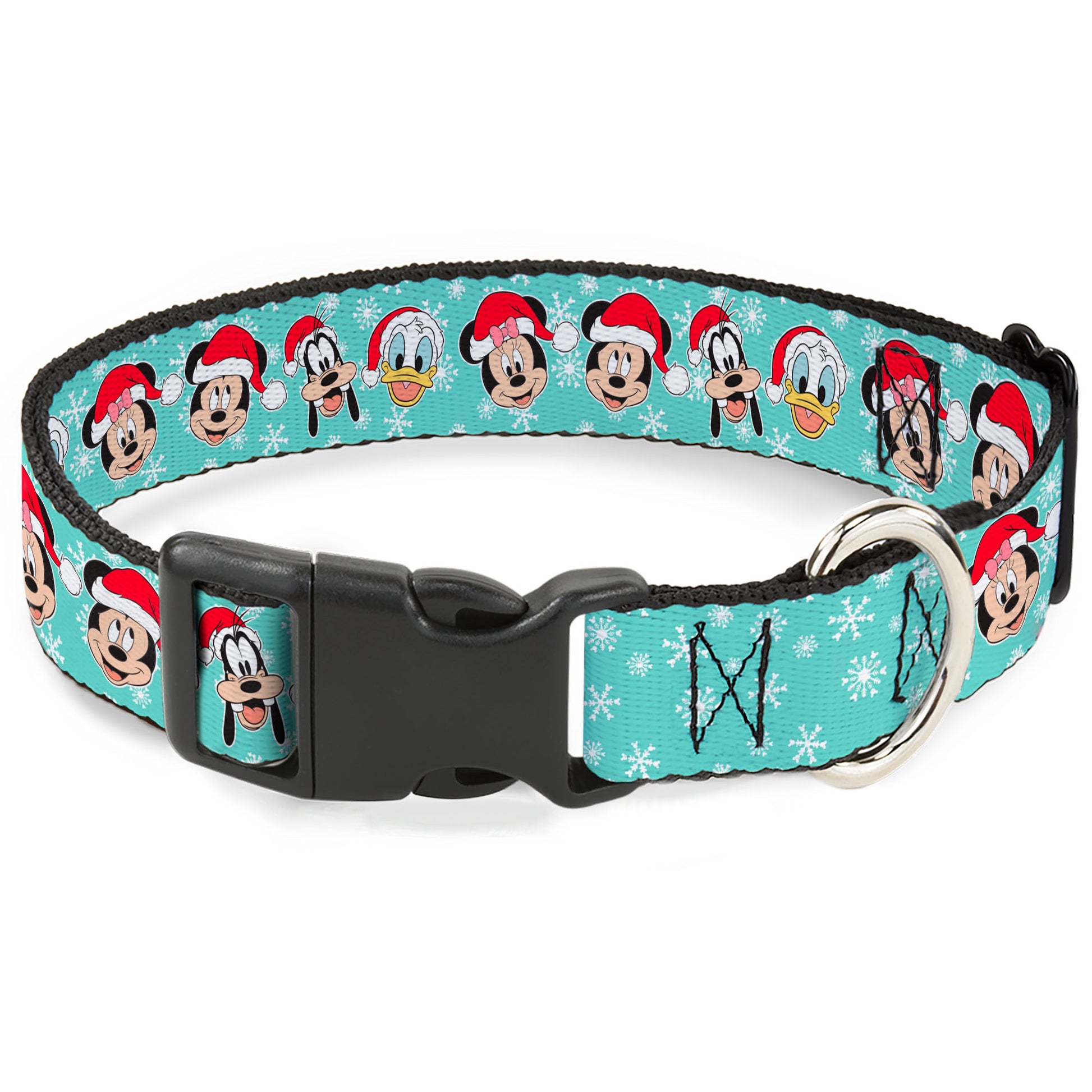 Plastic Clip Collar - Holiday Mickey and Friends Santa Hat Poses Snowflakes Light Blue/White Plastic Clip Collars Disney