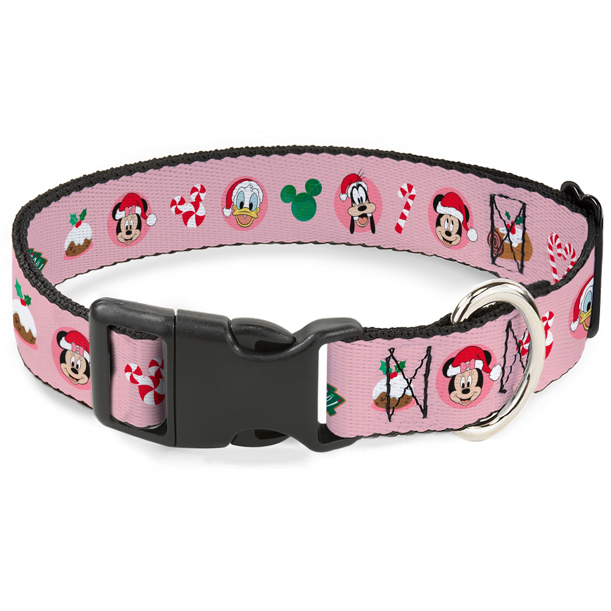 Plastic Clip Collar - Christmas Holiday Mickey Donald and Goofy Faces and Icons Pink Plastic Clip Collars Disney