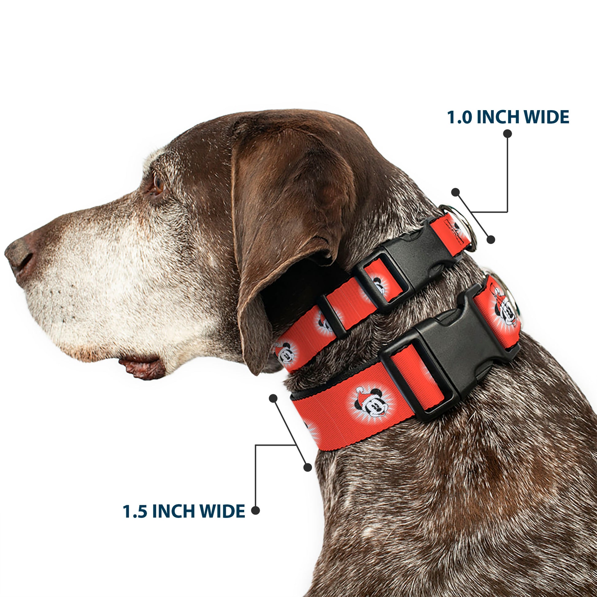 Plastic Clip Collar - Christmas Holiday Mickey Mouse Face Starburst Red Plastic Clip Collars Disney