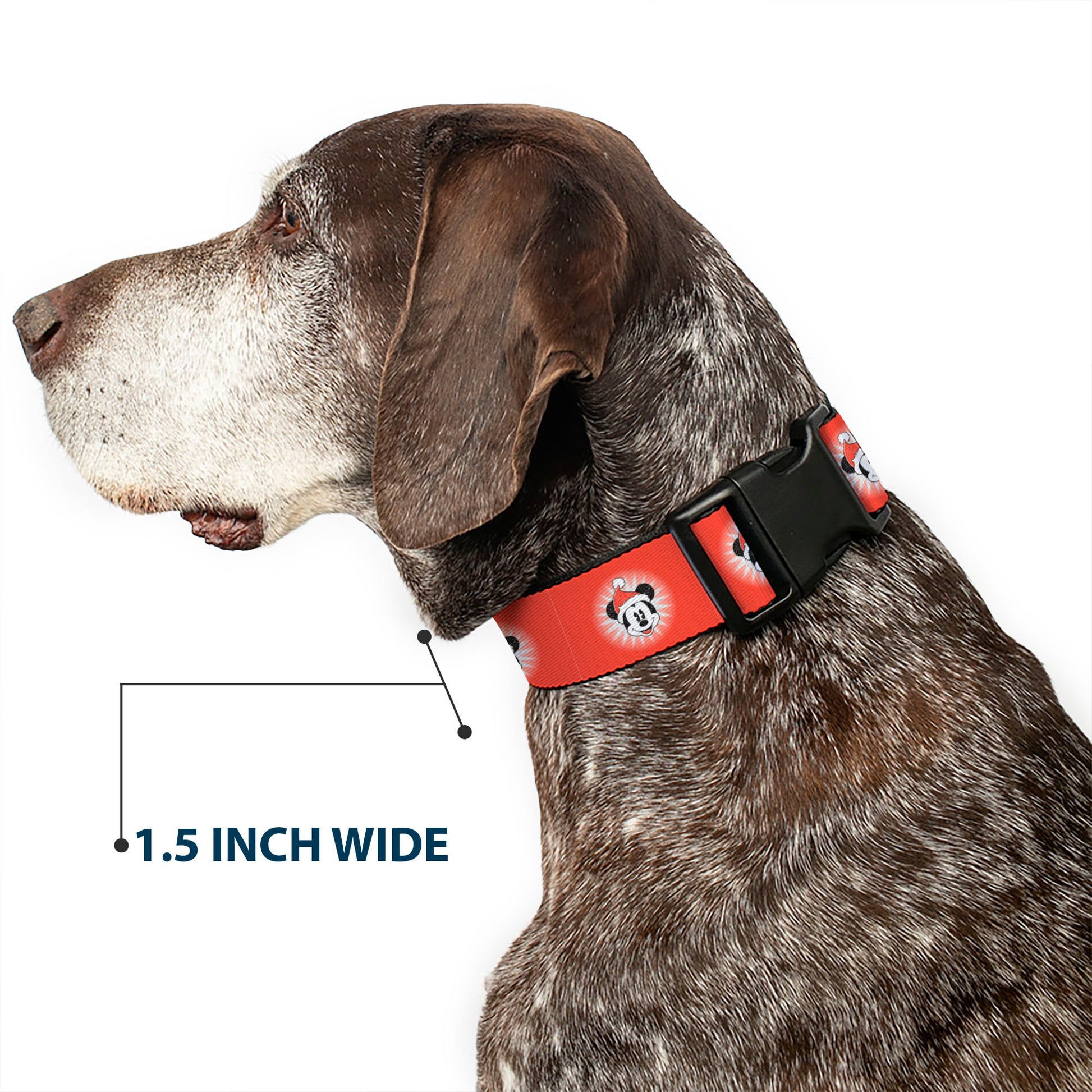 Plastic Clip Collar - Christmas Holiday Mickey Mouse Face Starburst Red Plastic Clip Collars Disney