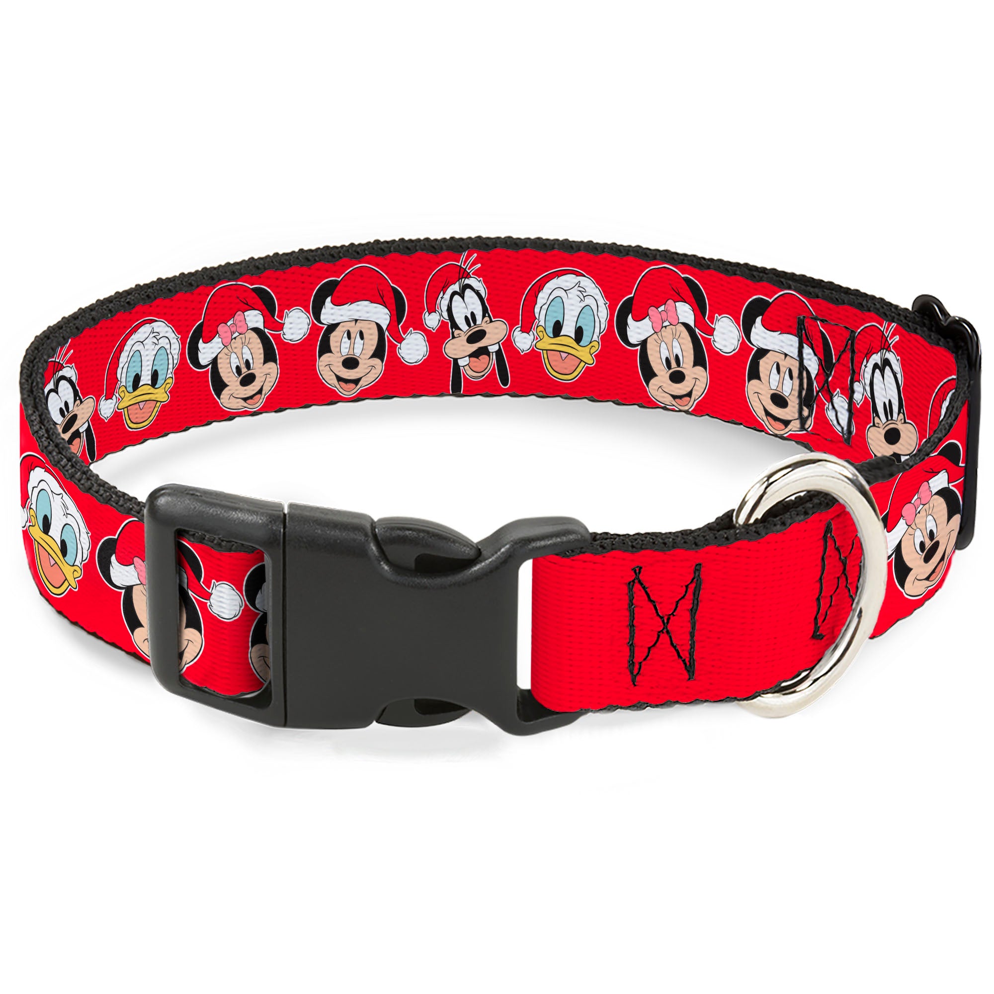 Plastic Clip Collar - Christmas Holiday Disney Santa Hat Characters Snowflakes Red Plastic Clip Collars Disney