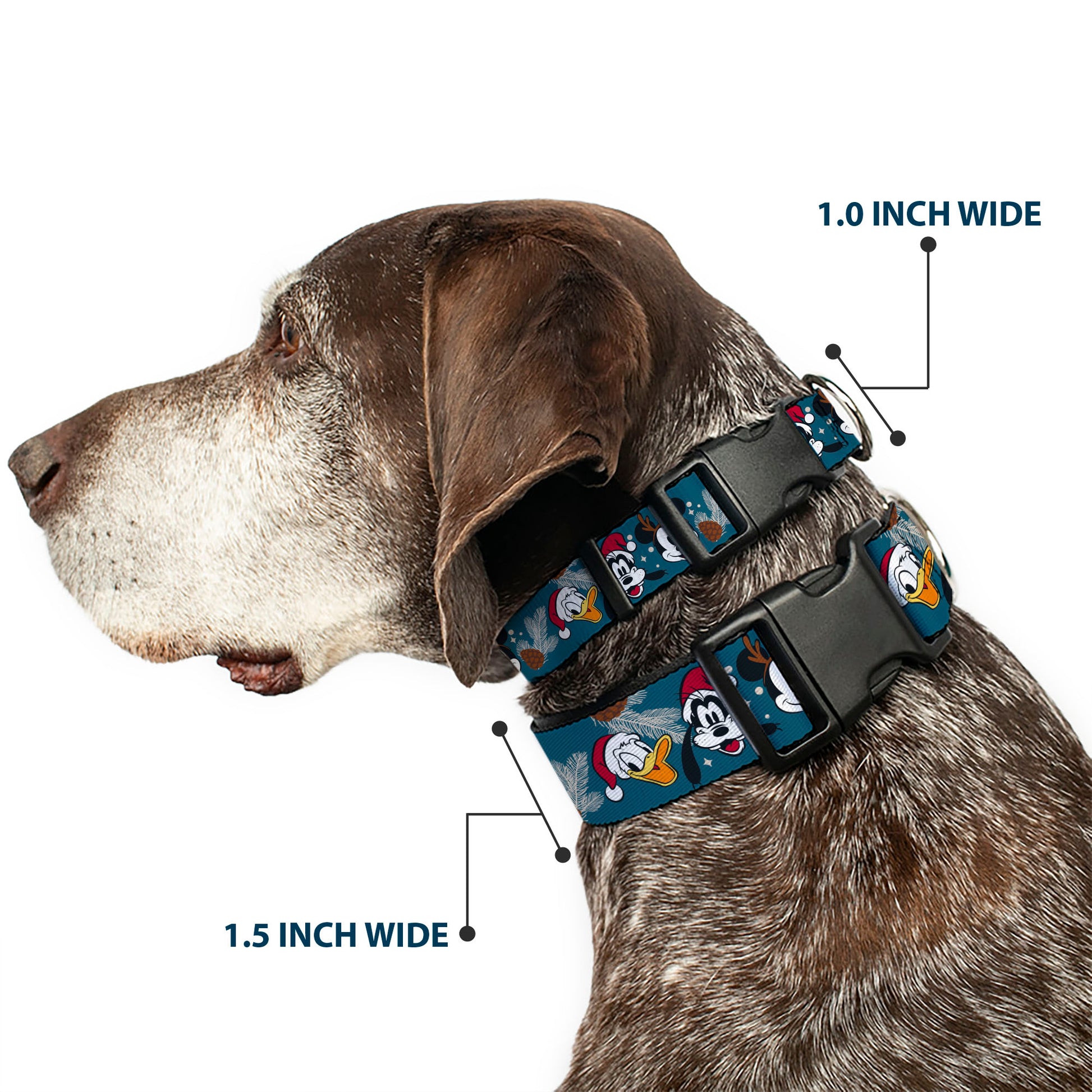 Plastic Clip Collar - Christmas Holiday Donald Goofy and Mickey Faces and Pine Cones Blue Plastic Clip Collars Disney