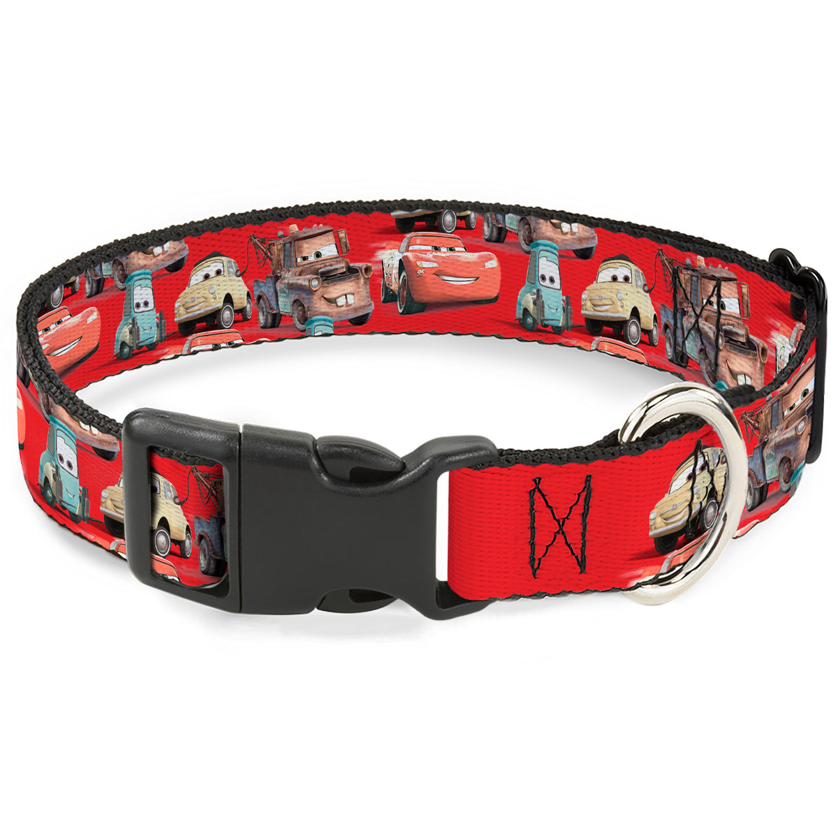 Plastic Clip Collar - Cars Four Character Group Pose Red Dog Collars Plastic Clip Side Release Disney