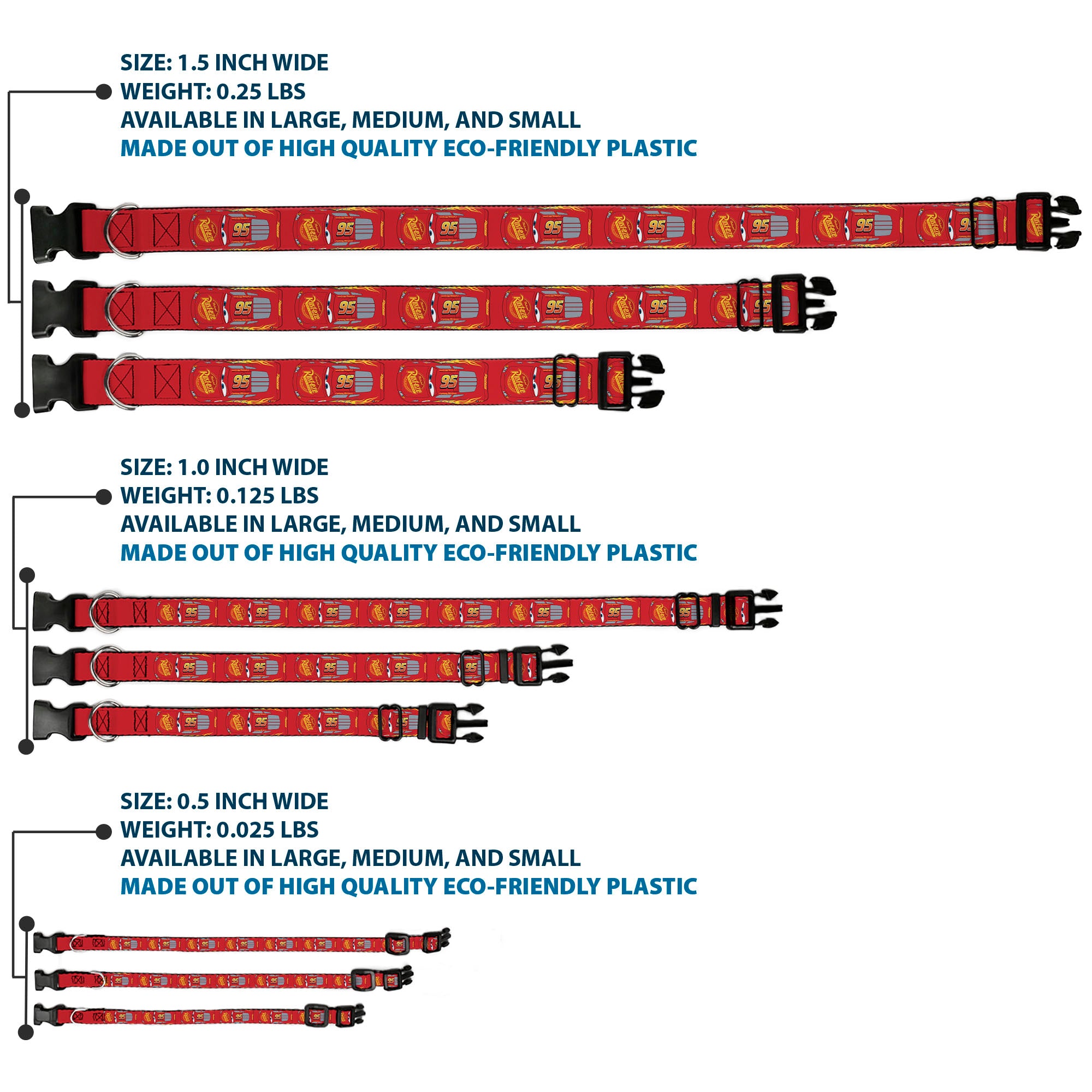 Plastic Clip Collar - Cars Lightning McQueen Aerial View Red