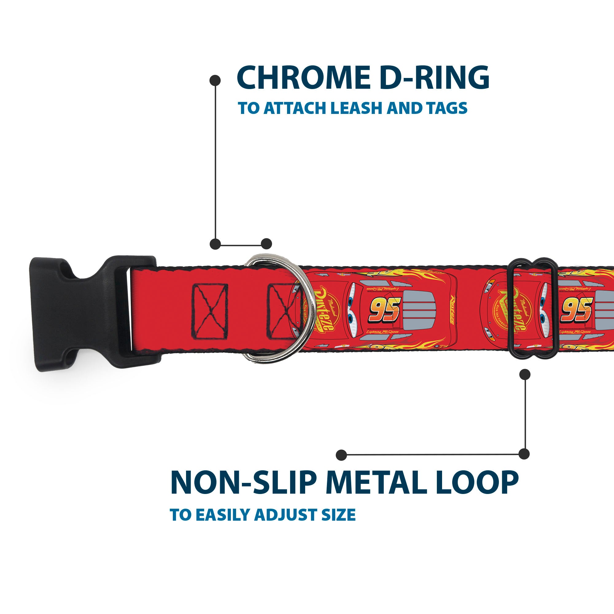 Plastic Clip Collar - Cars Lightning McQueen Aerial View Red