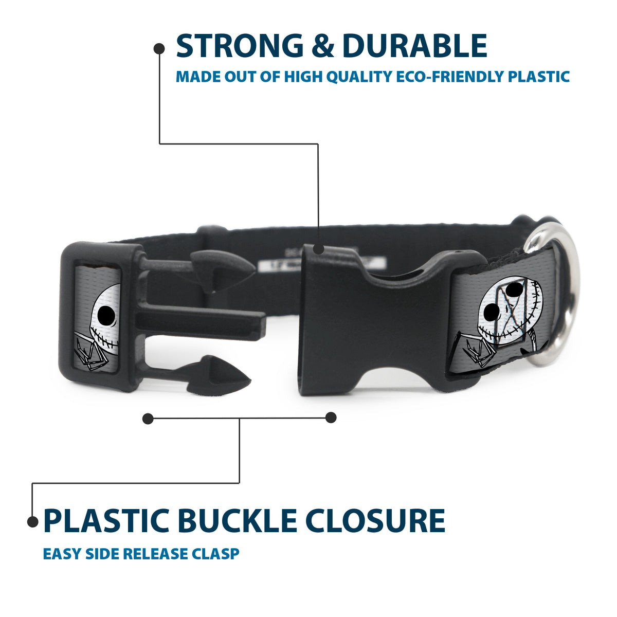 Plastic Clip Collar - The Nightmare Before Christmas Jack Three Expressions Gray