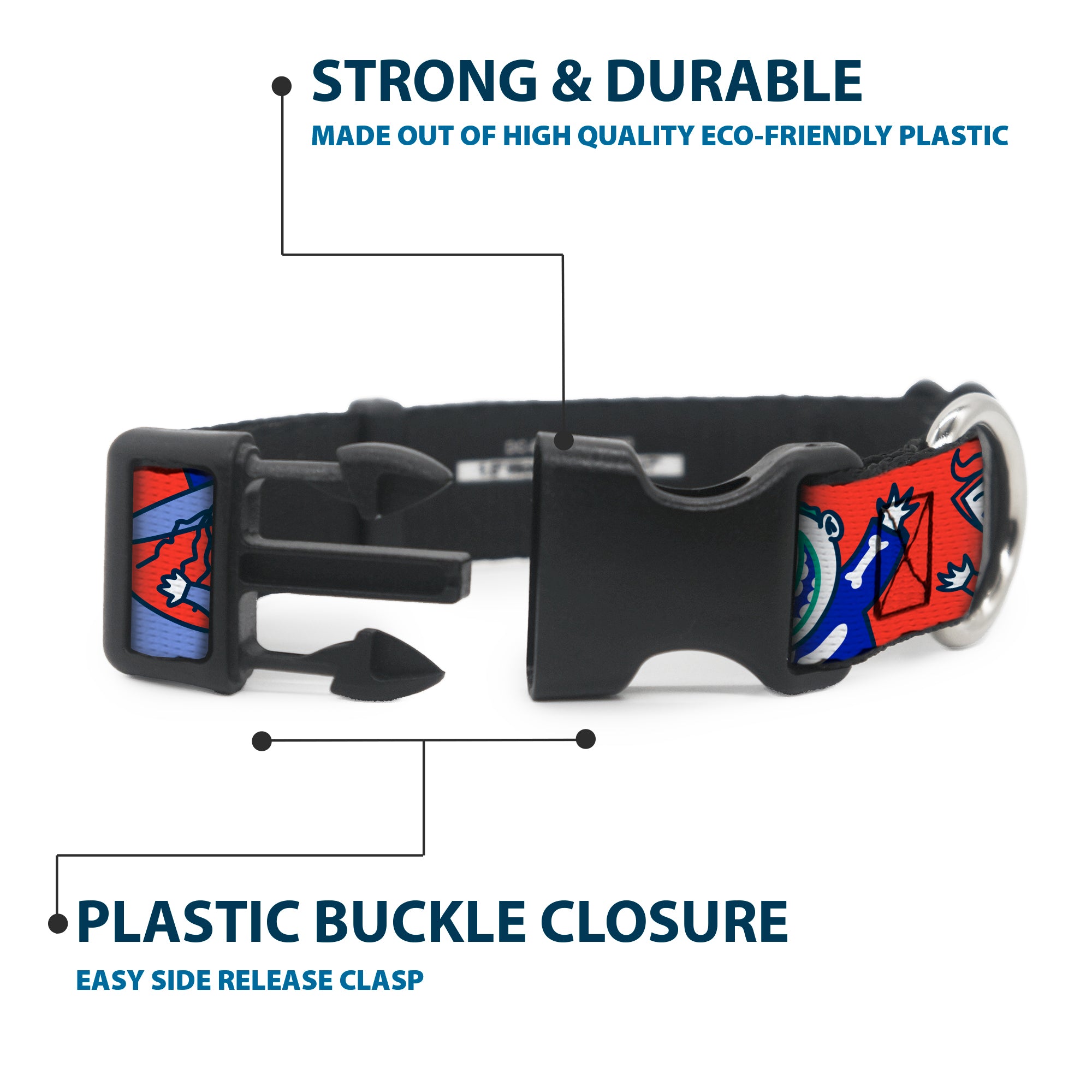 Plastic Clip Collar - The Nightmare Before Christmas Lock Stock and Barrel Group Pose Red Plastic Clip Collars Disney