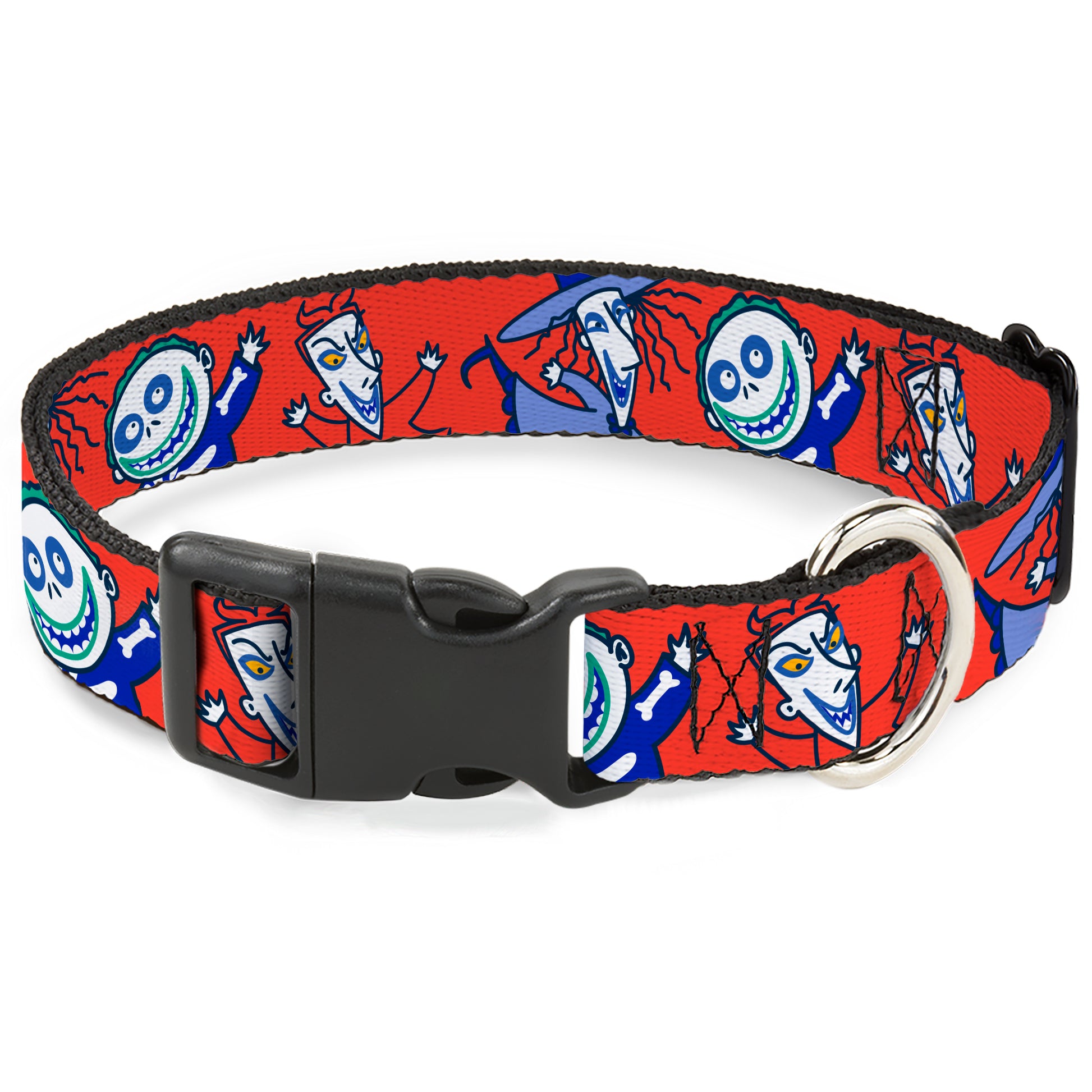 Plastic Clip Collar - The Nightmare Before Christmas Lock Stock and Barrel Group Pose Red Plastic Clip Collars Disney