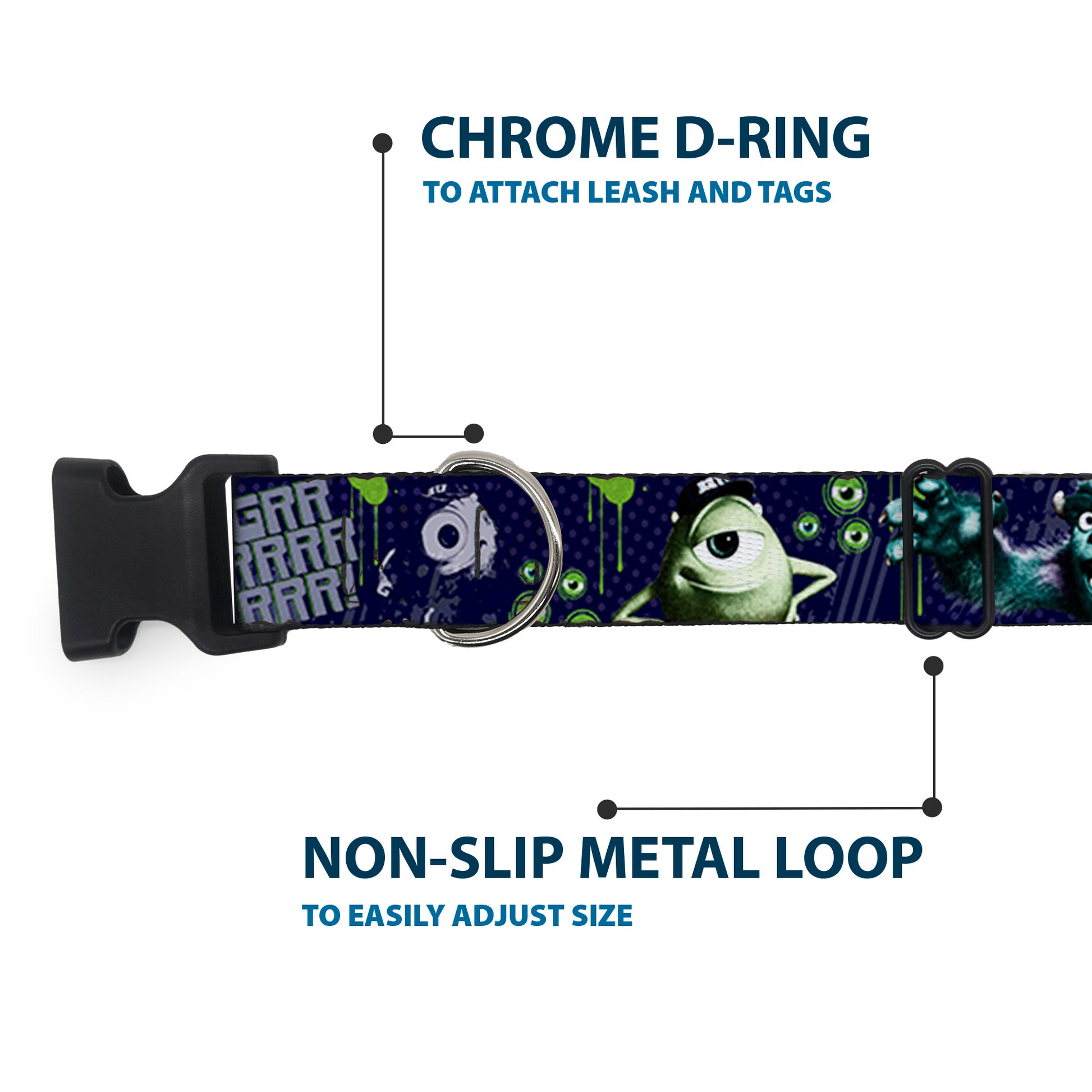 Plastic Clip Collar - Monsters University Sully & Mike Poses/GRRRRR! Plastic Clip Collars Disney