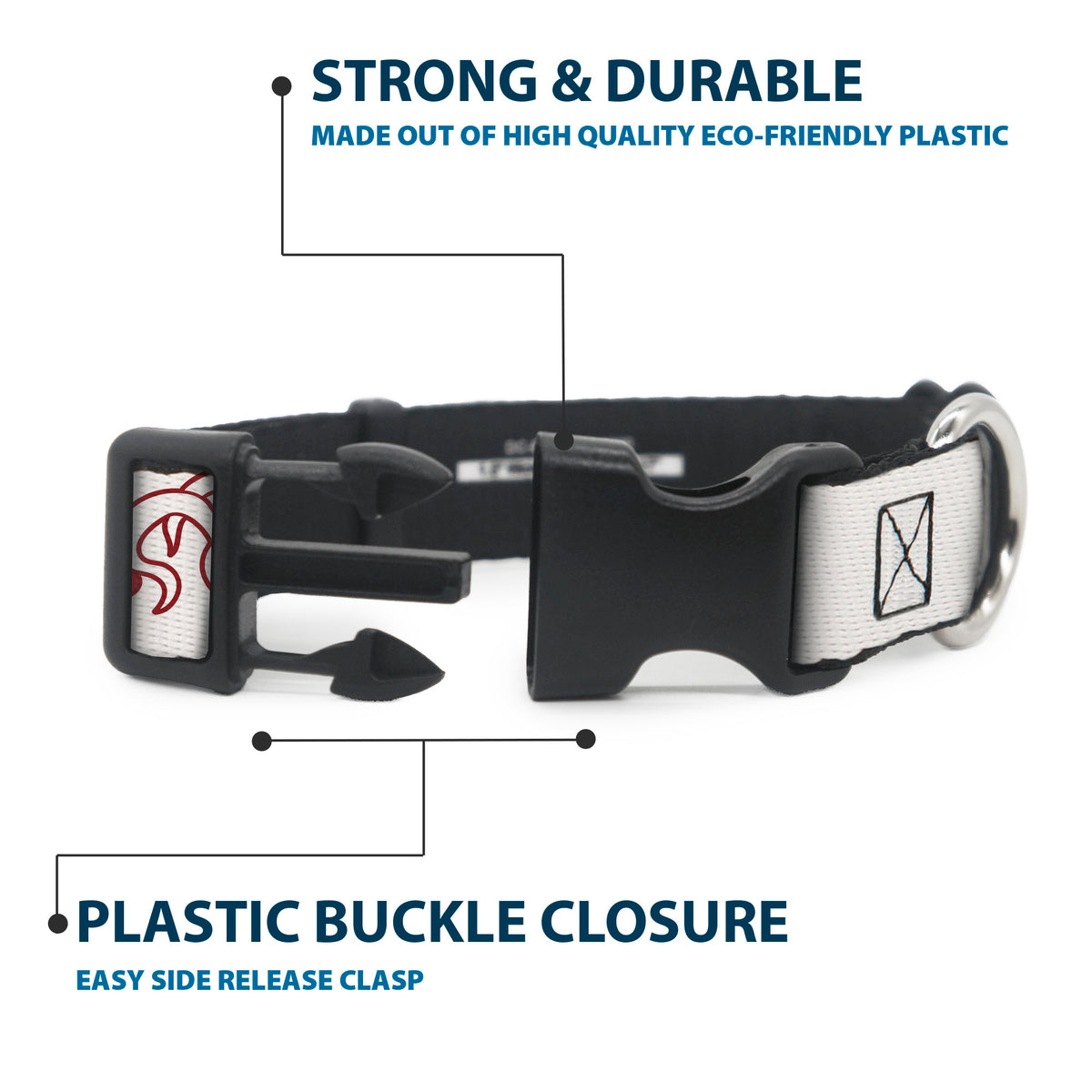 Plastic Clip Collar - The Nightmare Before Christmas Zero Candy Cane Poses White/Reds Dog Collars Plastic Clip Side Release Disney