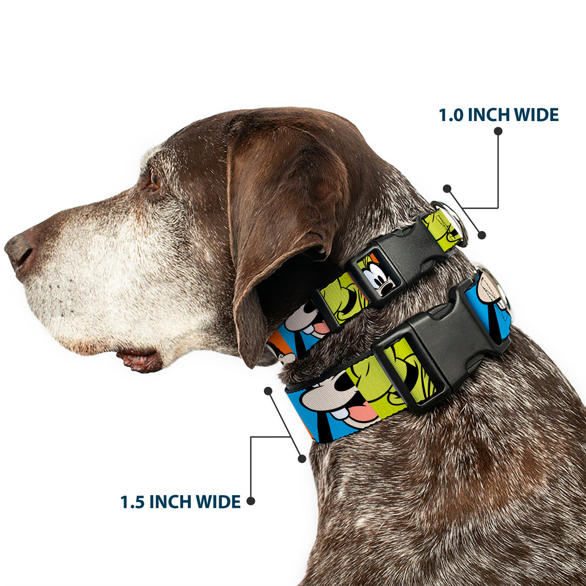 Plastic Clip Collar - Goofy Face and Hat Blocks Multi Color Dog Collars Plastic Clip Side Release Disney