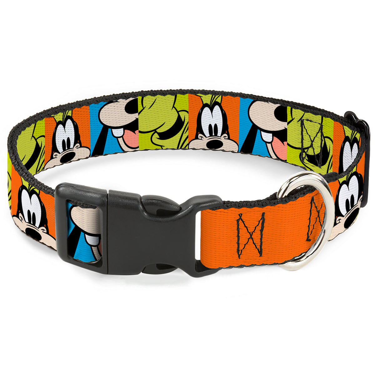 Plastic Clip Collar - Goofy Face and Hat Blocks Multi Color Dog Collars Plastic Clip Side Release Disney