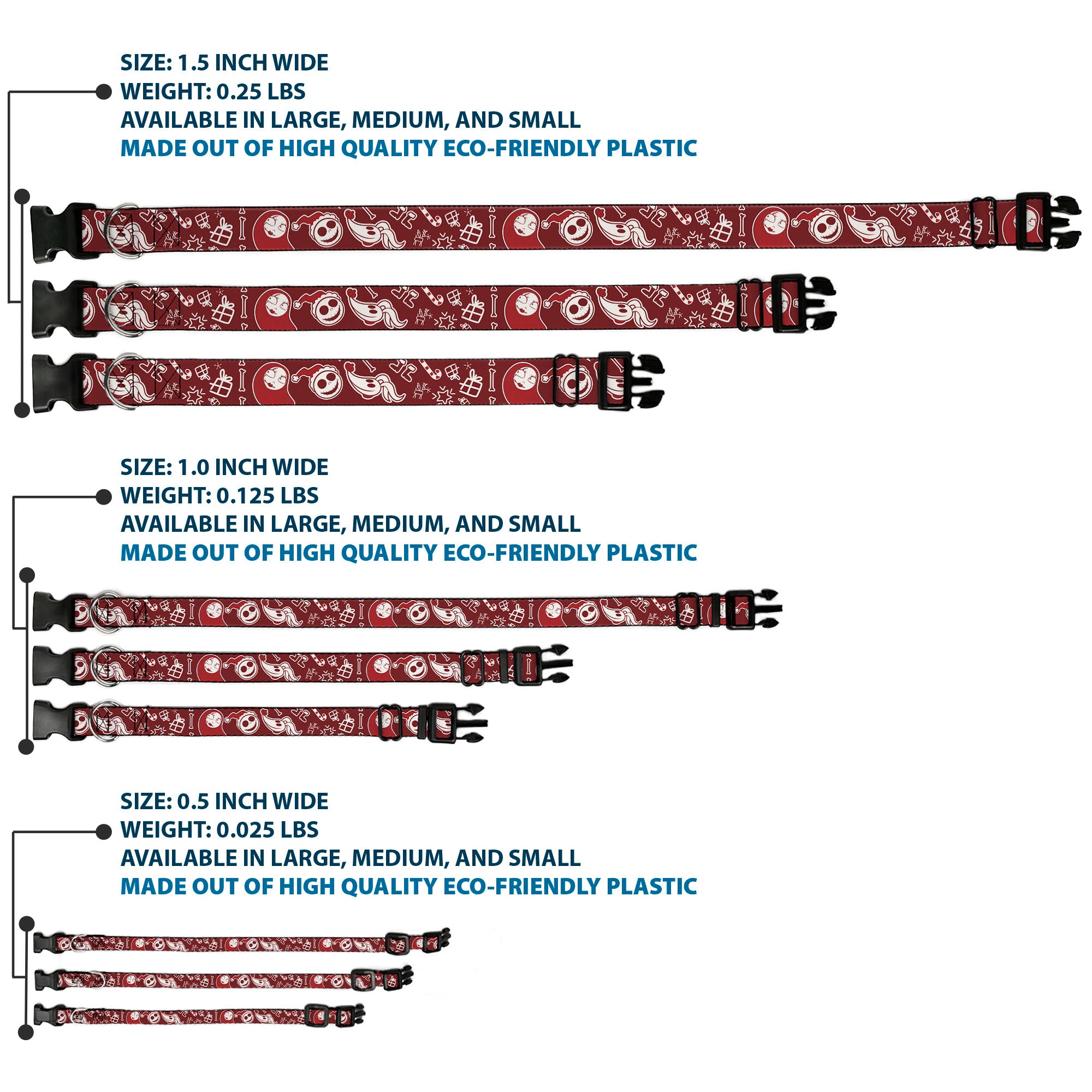 Plastic Clip Collar - The Nightmare Before Christmas Icons Collage Burgundy/Reds