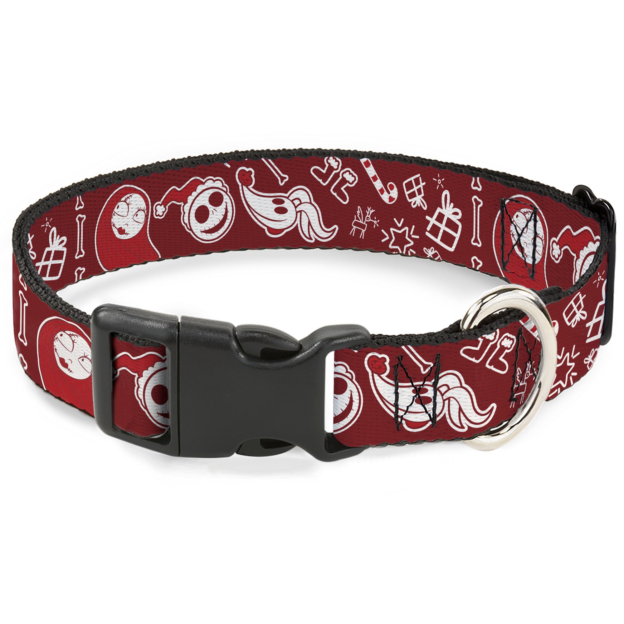 Plastic Clip Collar - The Nightmare Before Christmas Icons Collage Burgundy/Reds