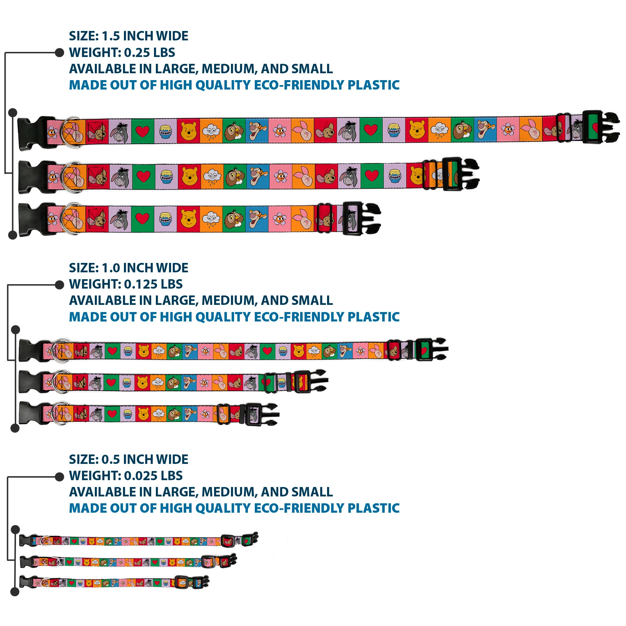 Plastic Clip Collar - Winnie the Pooh and Friends and Icons Blocks Multi Color
