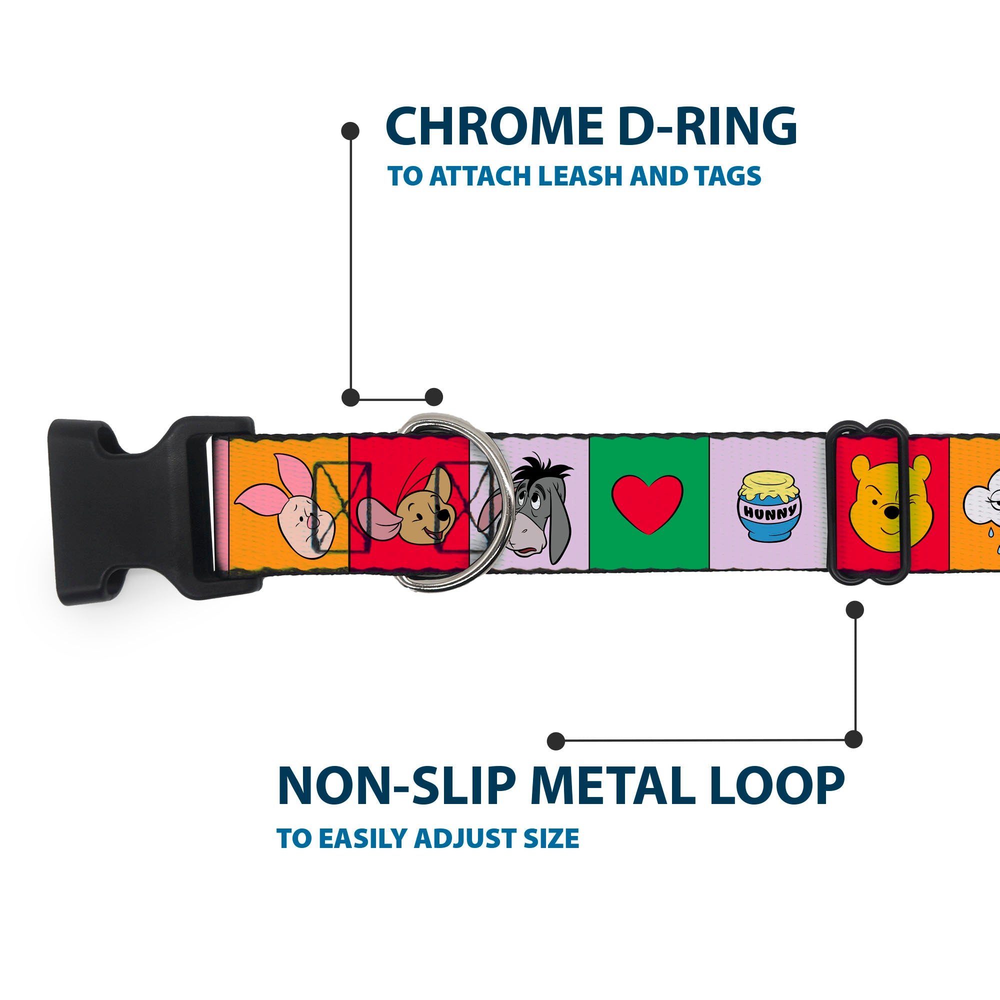Plastic Clip Collar - Winnie the Pooh and Friends and Icons Blocks Multi Color