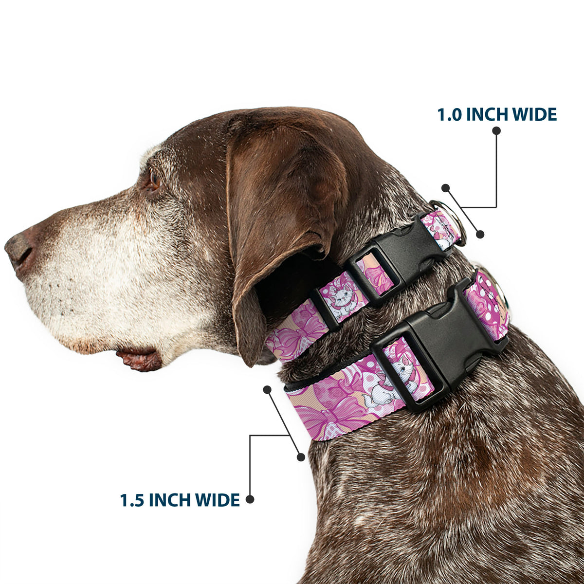 Plastic Clip Collar - Aristocats Marie Poses and Bows Yellow/Pinks Dog Collars Plastic Clip Side Release Disney