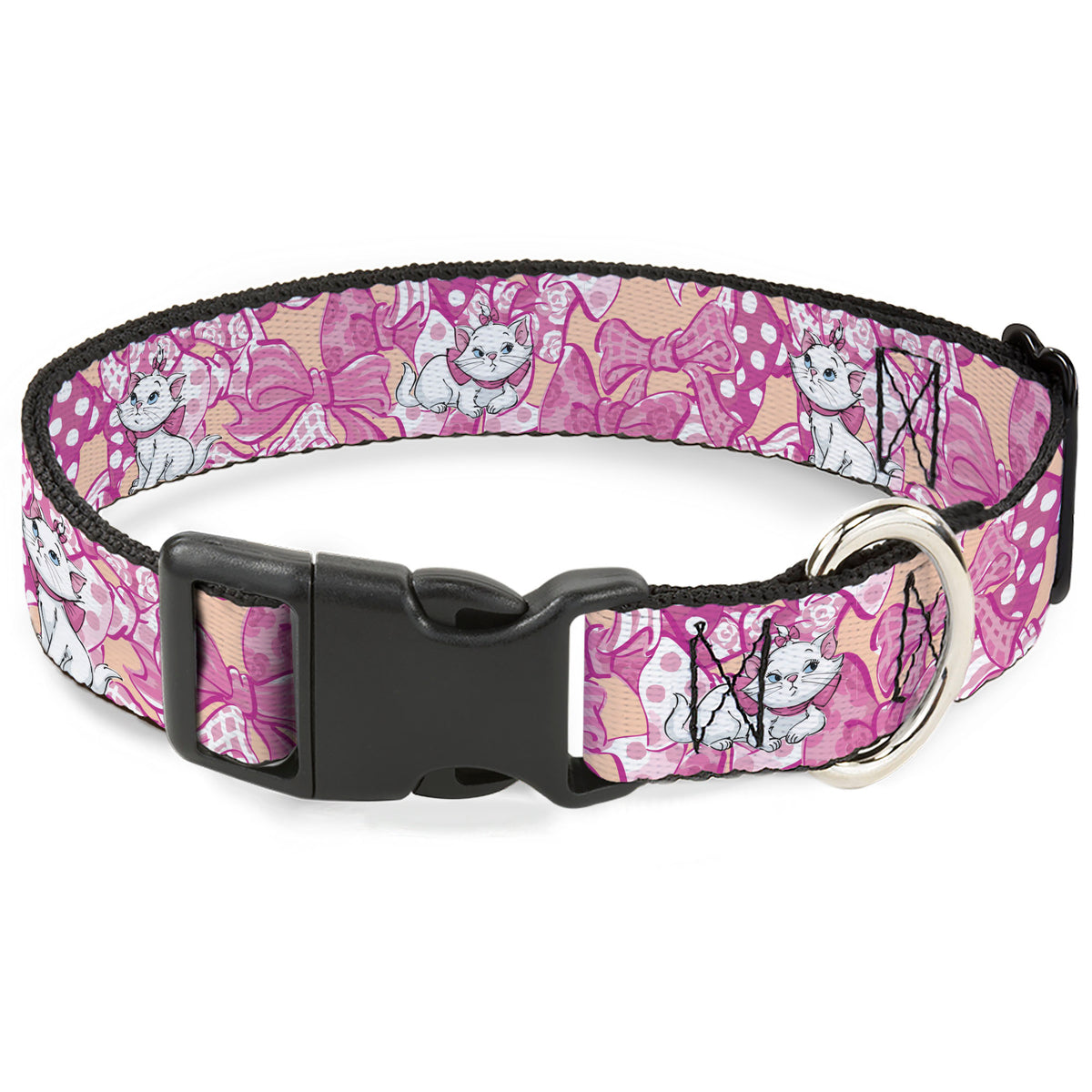 Plastic Clip Collar - Aristocats Marie Poses and Bows Yellow/Pinks Dog Collars Plastic Clip Side Release Disney