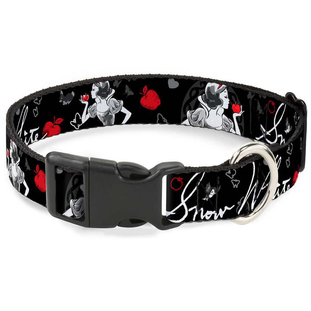 Plastic Clip Collar - SNOW WHITE Apple Poses/Butterflies Black/Gray/Red Plastic Clip Collars Disney