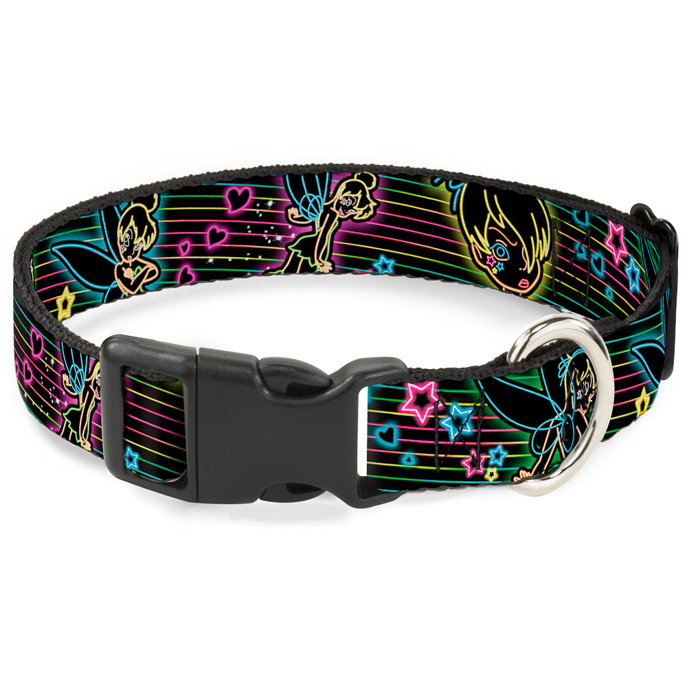 Plastic Clip Collar - Electric Tinkerbell Poses/Stripes Black/Multi Neon Plastic Clip Collars Disney