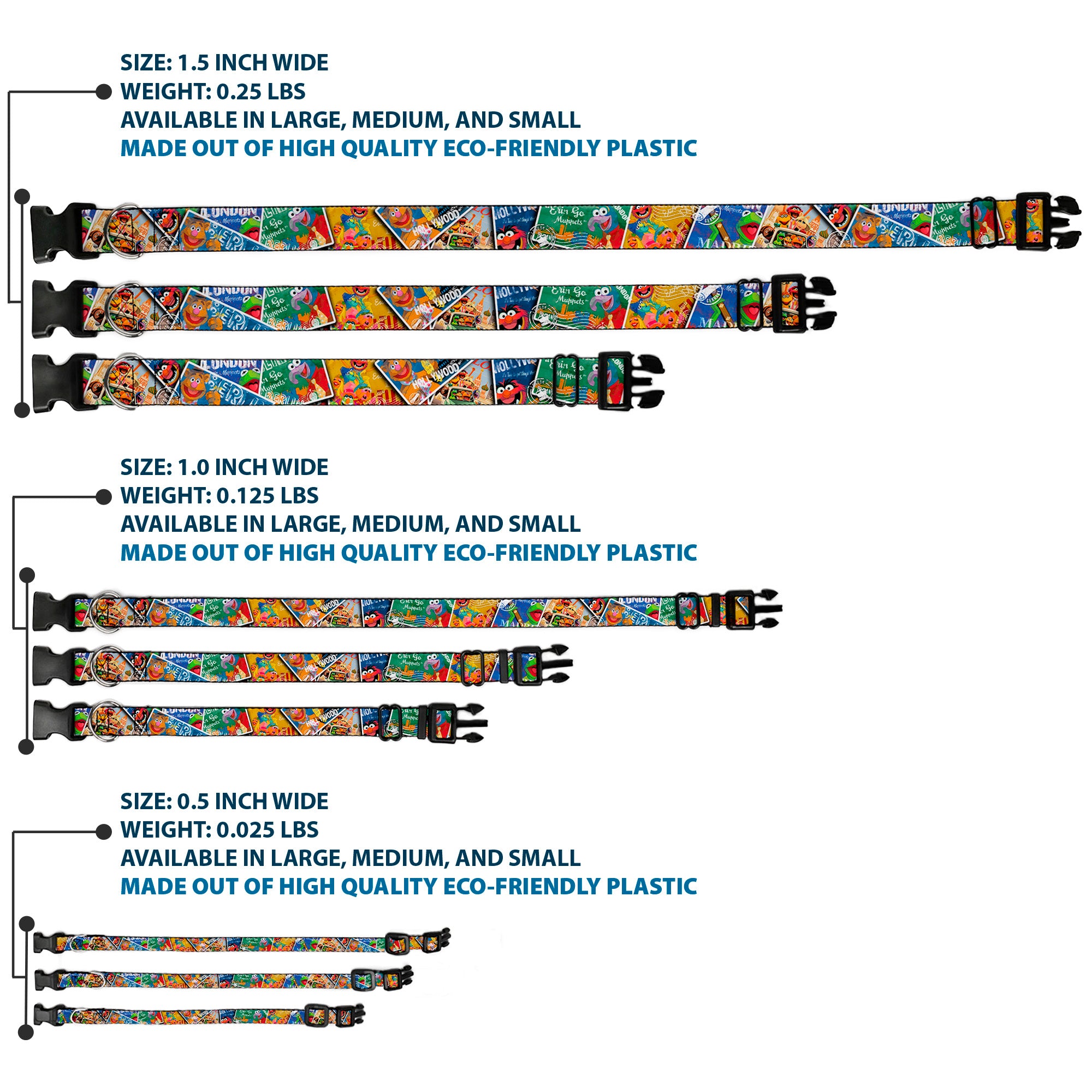 Plastic Clip Collar - Muppets Postage Stamps Stacked Plastic Clip Collars Disney