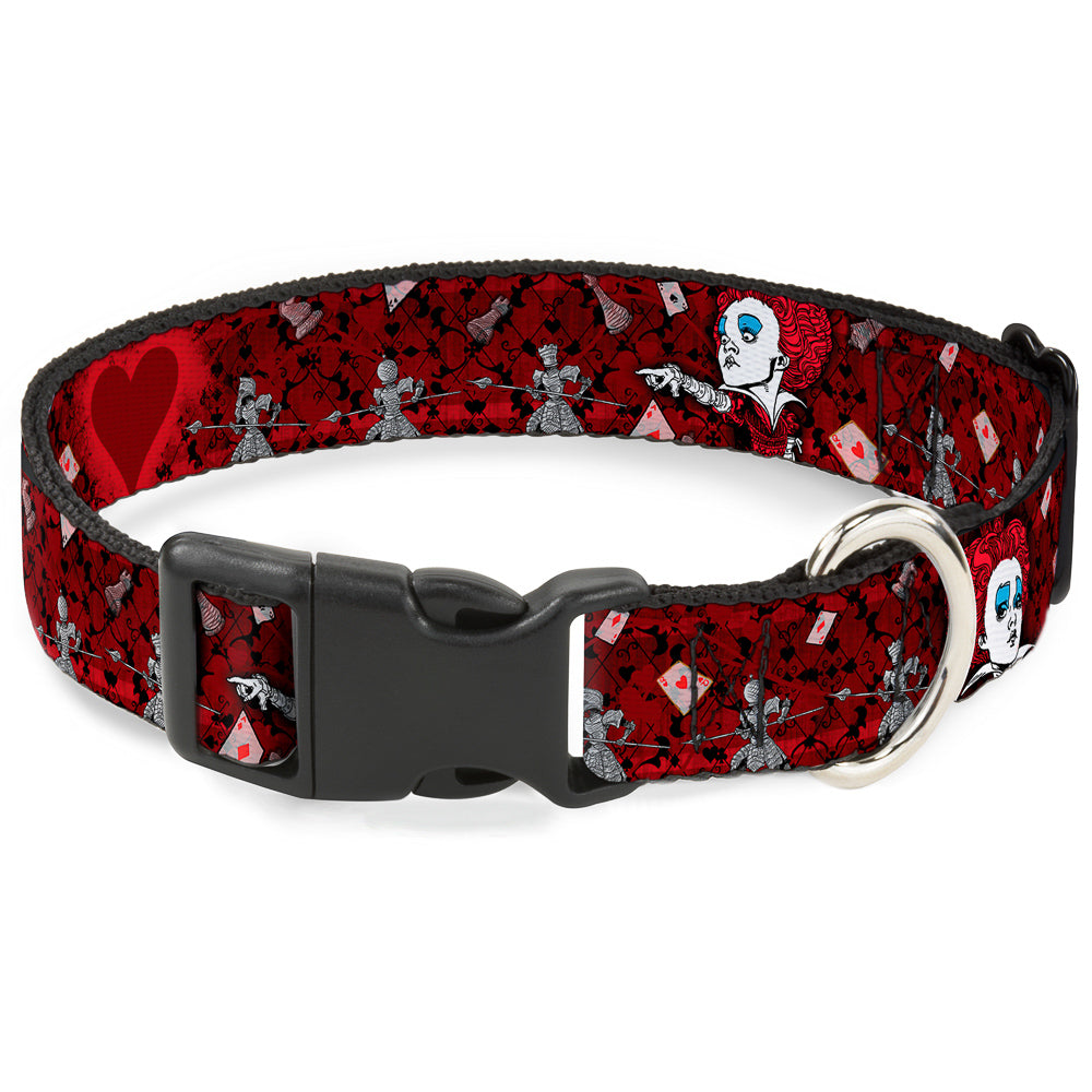 Plastic Clip Collar - Queen of Hearts Poses/Hearts/Cards Reds/Black Plastic Clip Collars Disney