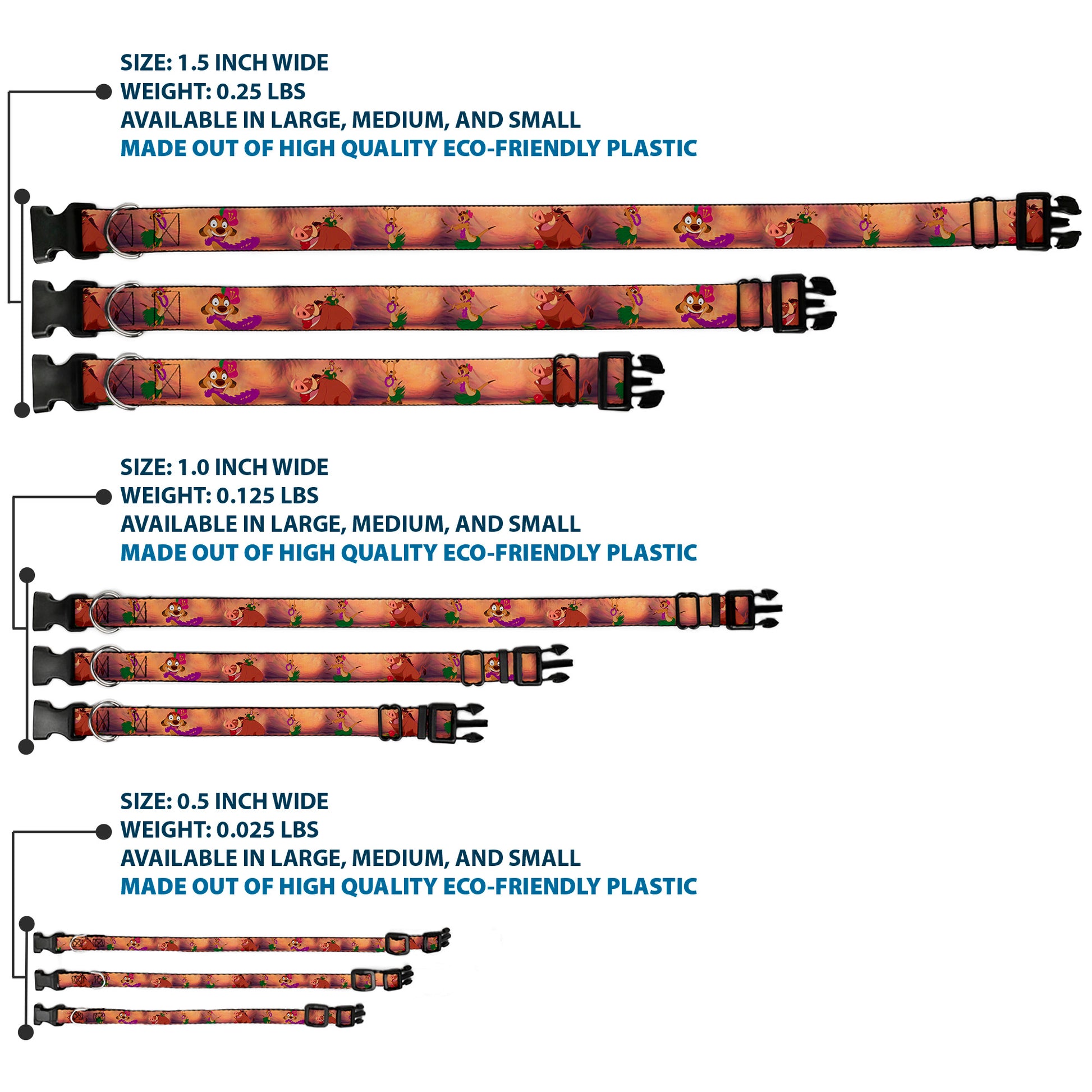 Plastic Clip Collar - Timon & Pumba The Hula Song Poses Plastic Clip Collars Disney