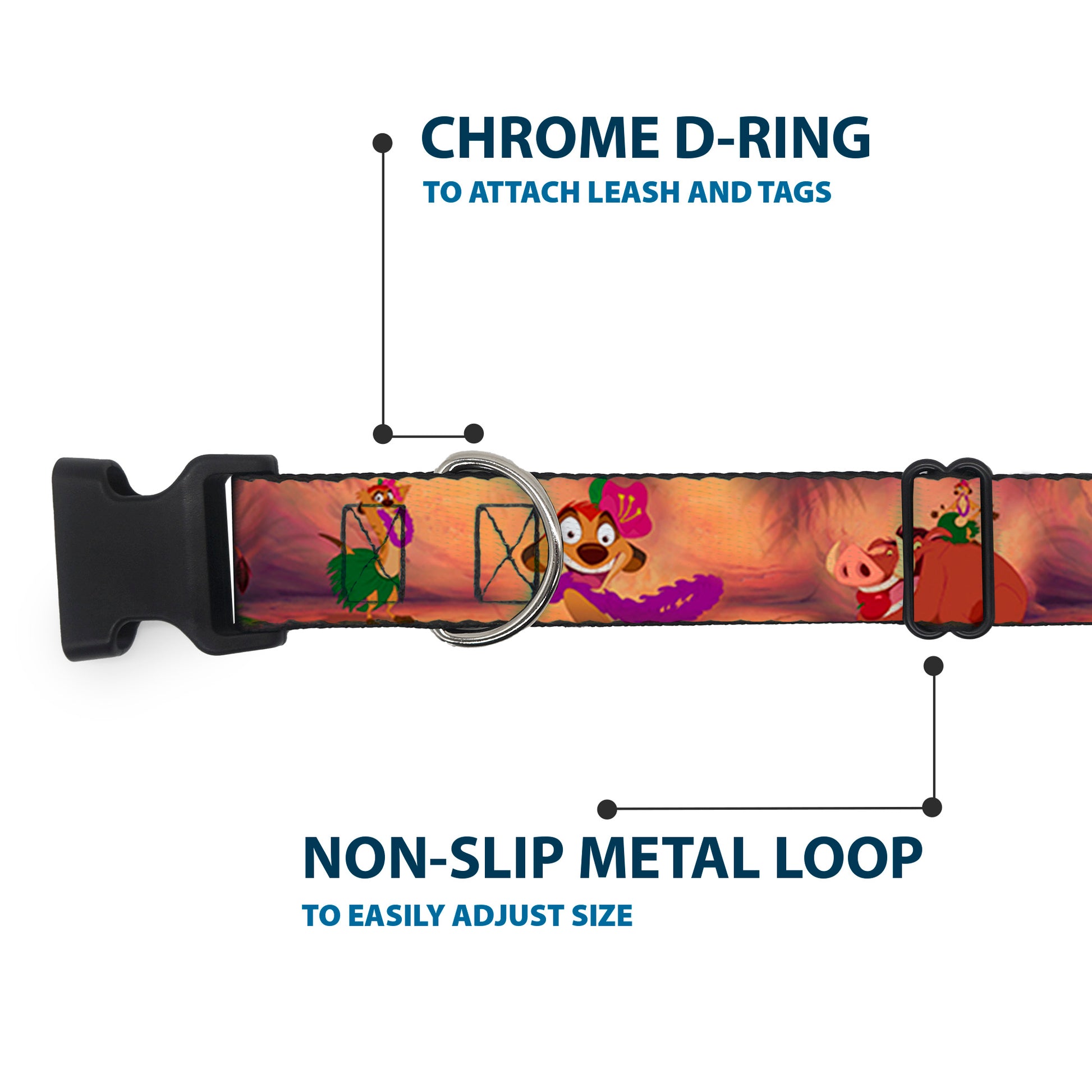 Plastic Clip Collar - Timon & Pumba The Hula Song Poses Plastic Clip Collars Disney