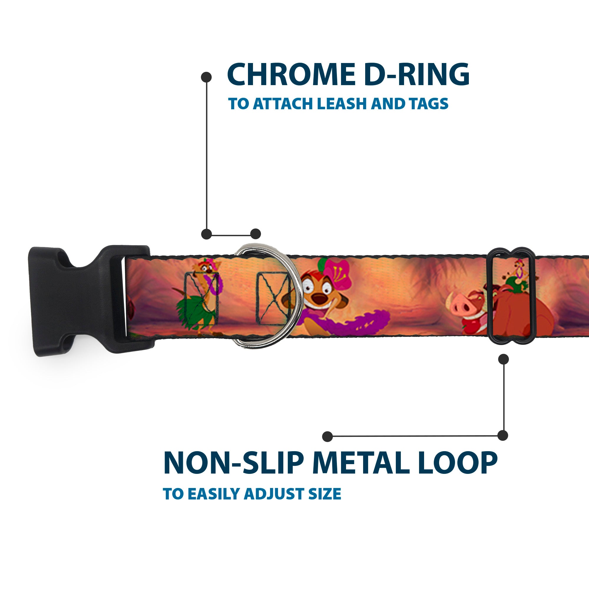 Plastic Clip Collar - Timon & Pumba The Hula Song Poses Plastic Clip Collars Disney