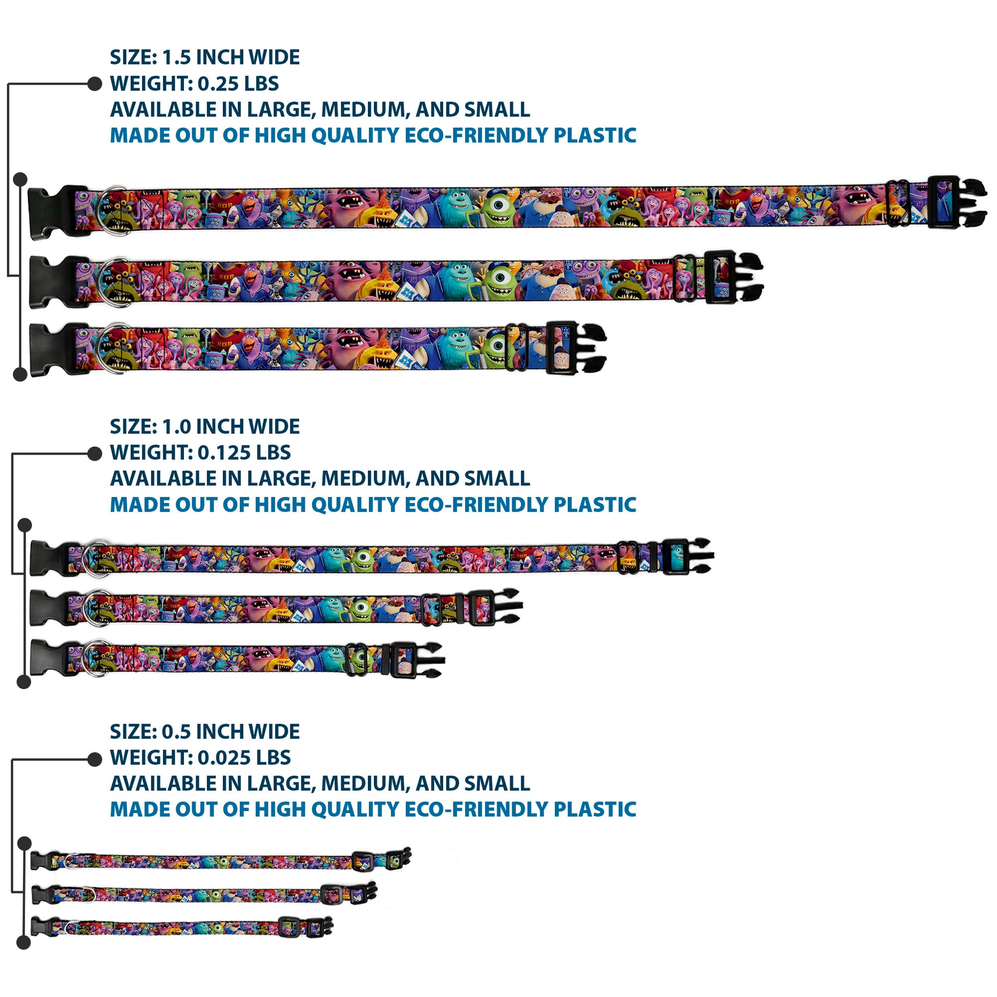 Plastic Clip Collar - Monsters University Monsters Stacked Plastic Clip Collars Disney