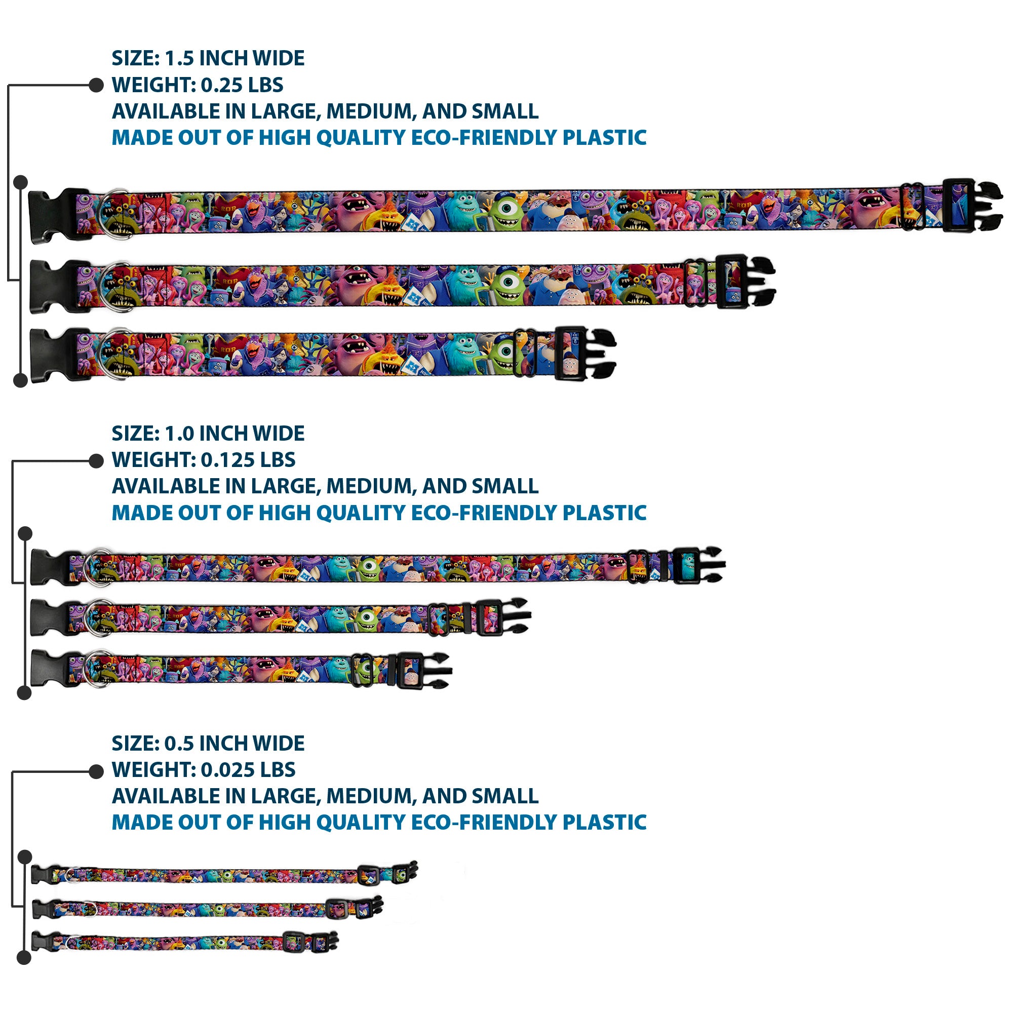 Plastic Clip Collar - Monsters University Monsters Stacked Plastic Clip Collars Disney