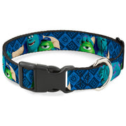 Plastic Clip Collar - Monsters University Sulley & Mike Poses/Checkers Blue Plastic Clip Collars Disney