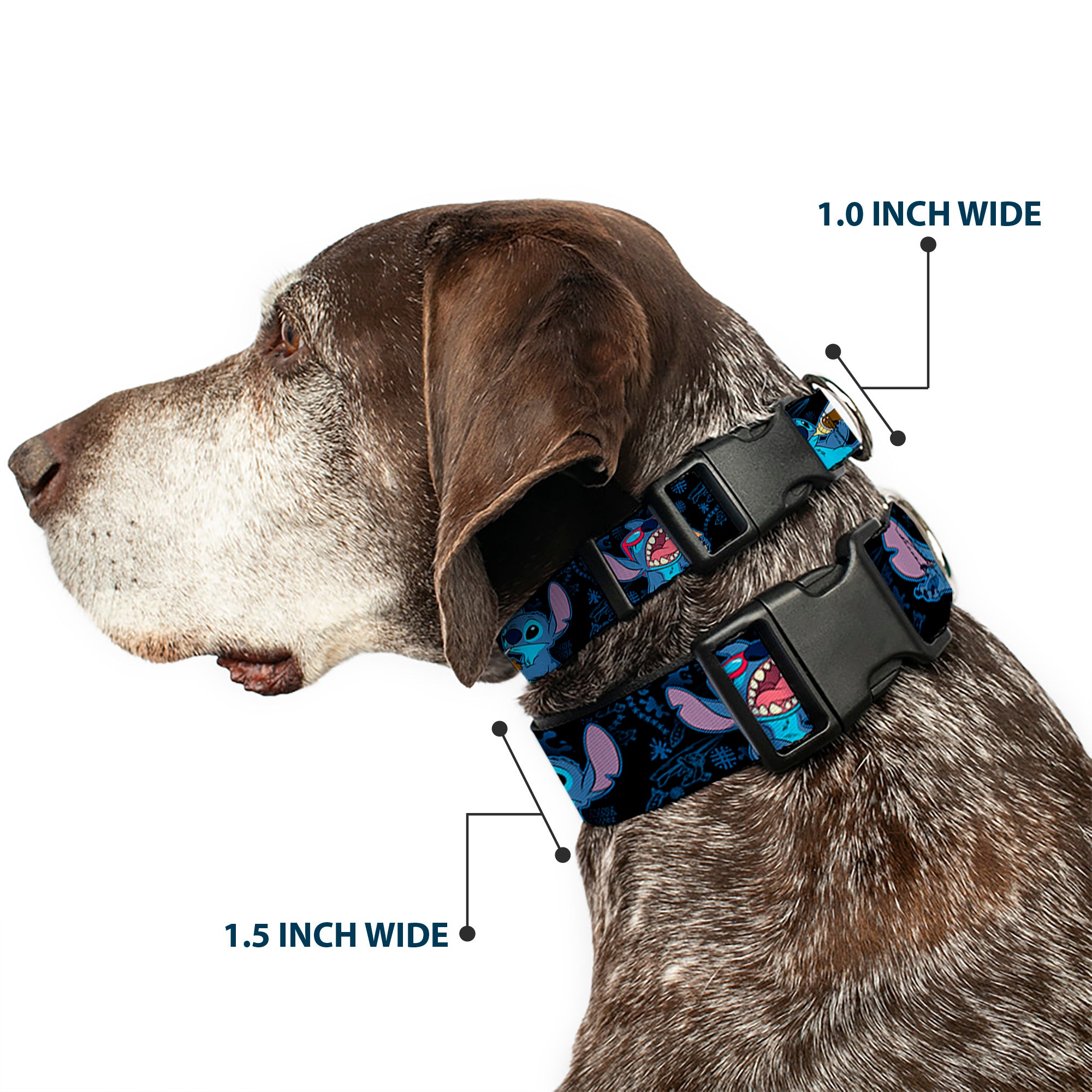 Plastic Clip Collar - Stitch Snacking Poses Black/Blue Plastic Clip Collars Disney