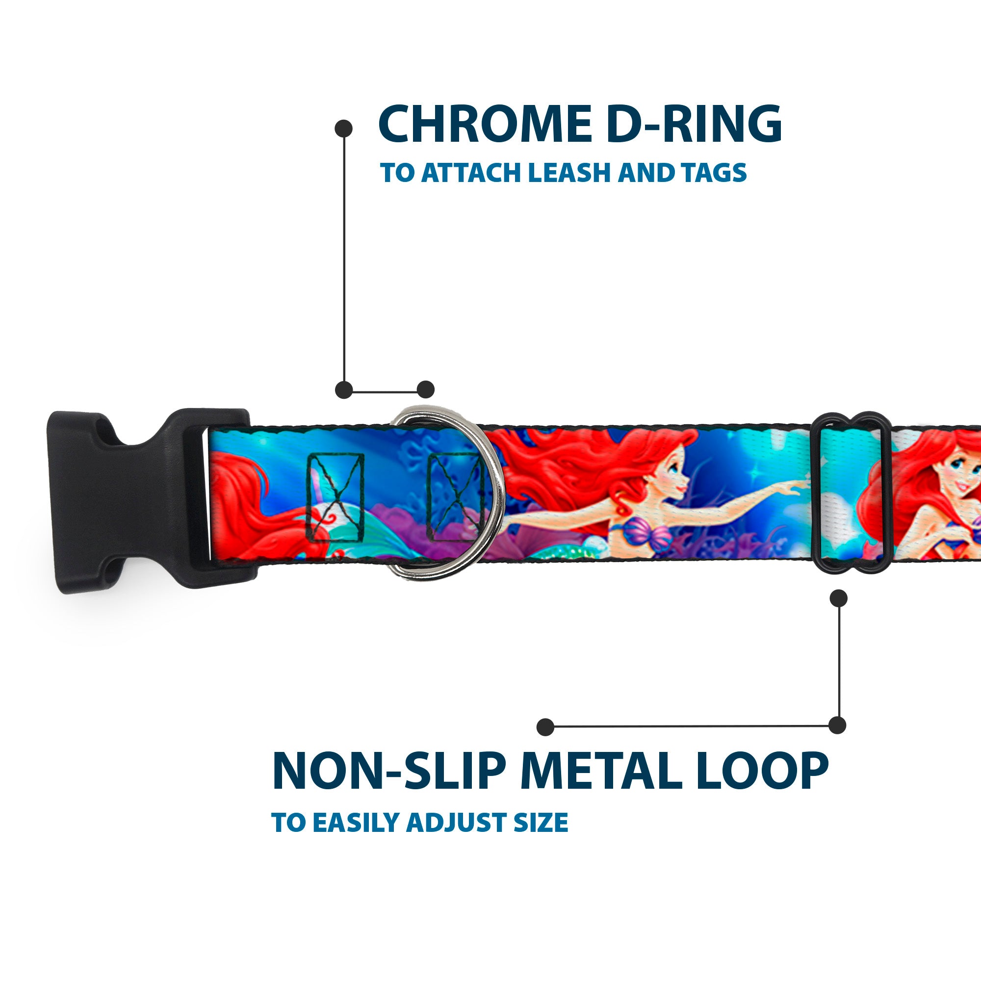 Plastic Clip Collar - Ariel Vivid Underwater Sparkle Poses/Castle Plastic Clip Collars Disney