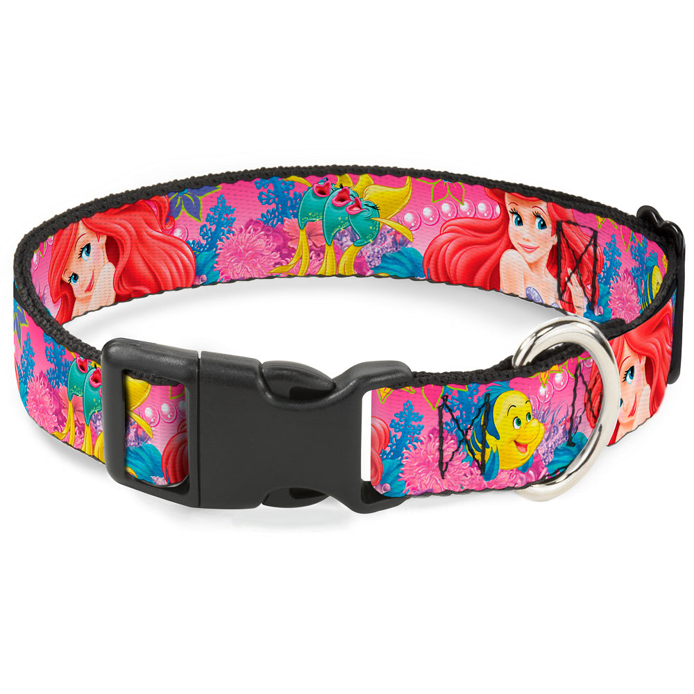 Plastic Clip Collar - Ariel/Flounder/Fish Trio Poses Pinks Plastic Clip Collars Disney