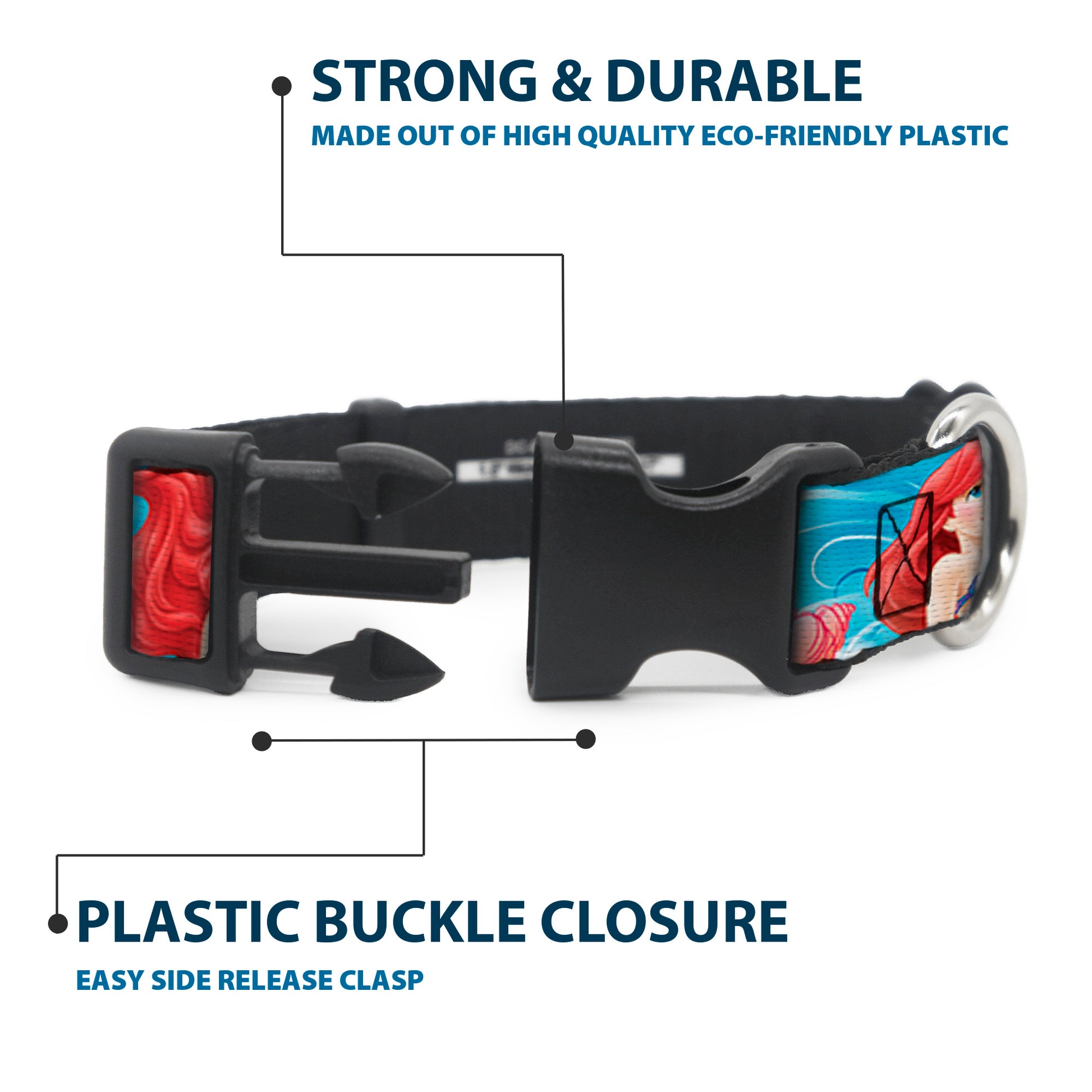 Plastic Clip Collar - Ariel & Flounder Vivid Underwater Poses Plastic Clip Collars Disney