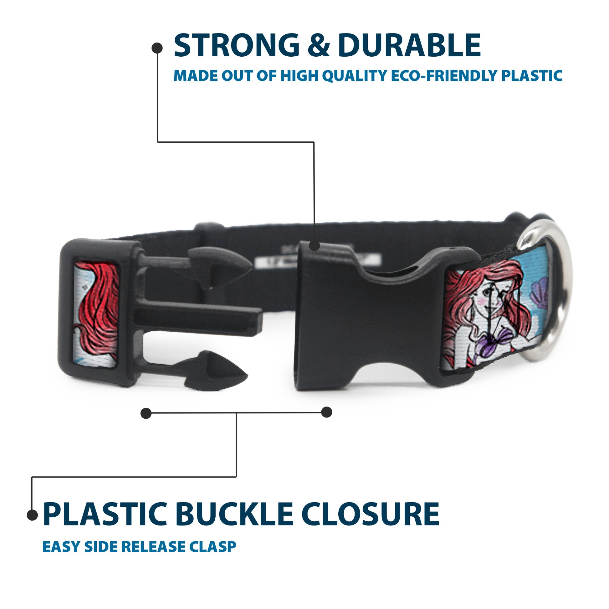 Plastic Clip Collar - ARIEL Sketch Poses Blues/Lavender Plastic Clip Collars Disney