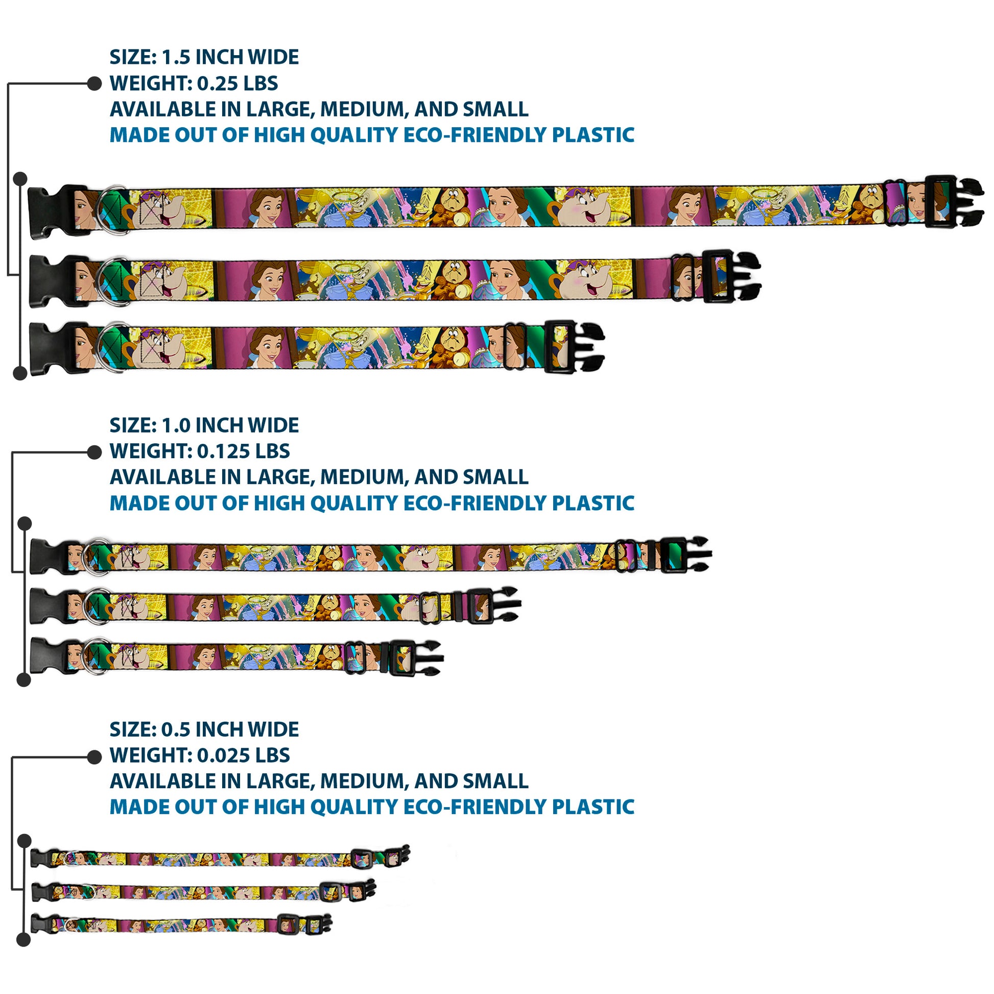 Plastic Clip Collar - Beauty & the Beast Be Our Guest Scenes Plastic Clip Collars Disney