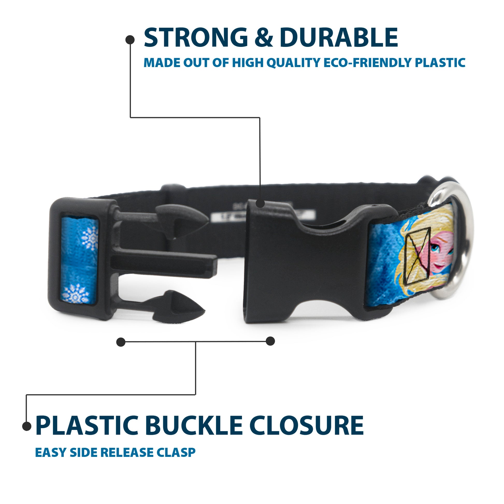 Plastic Clip Collar - Frozen Character Poses Blues Plastic Clip Collars Disney