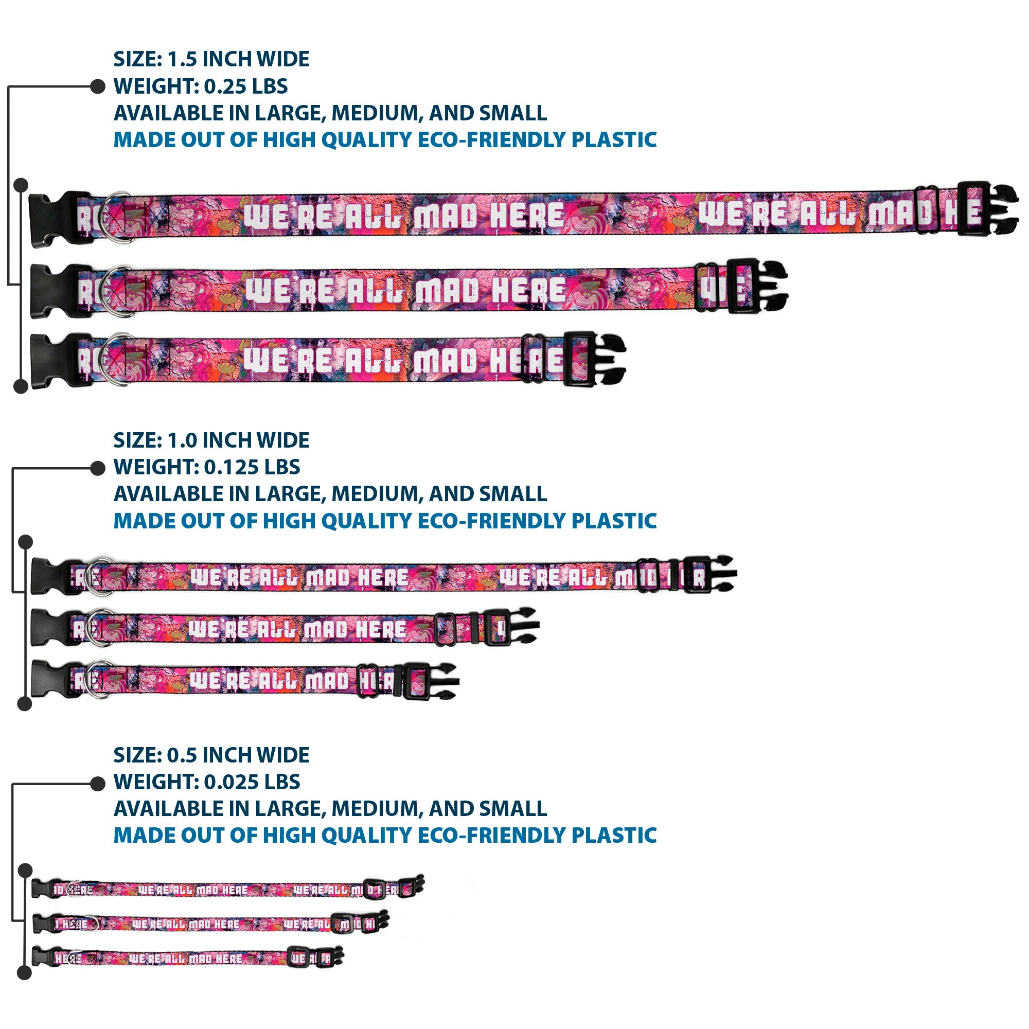 Plastic Clip Collar - Transparent Cheshire Cat Poses WE'RE ALL MAD HERE Plastic Clip Collars Disney