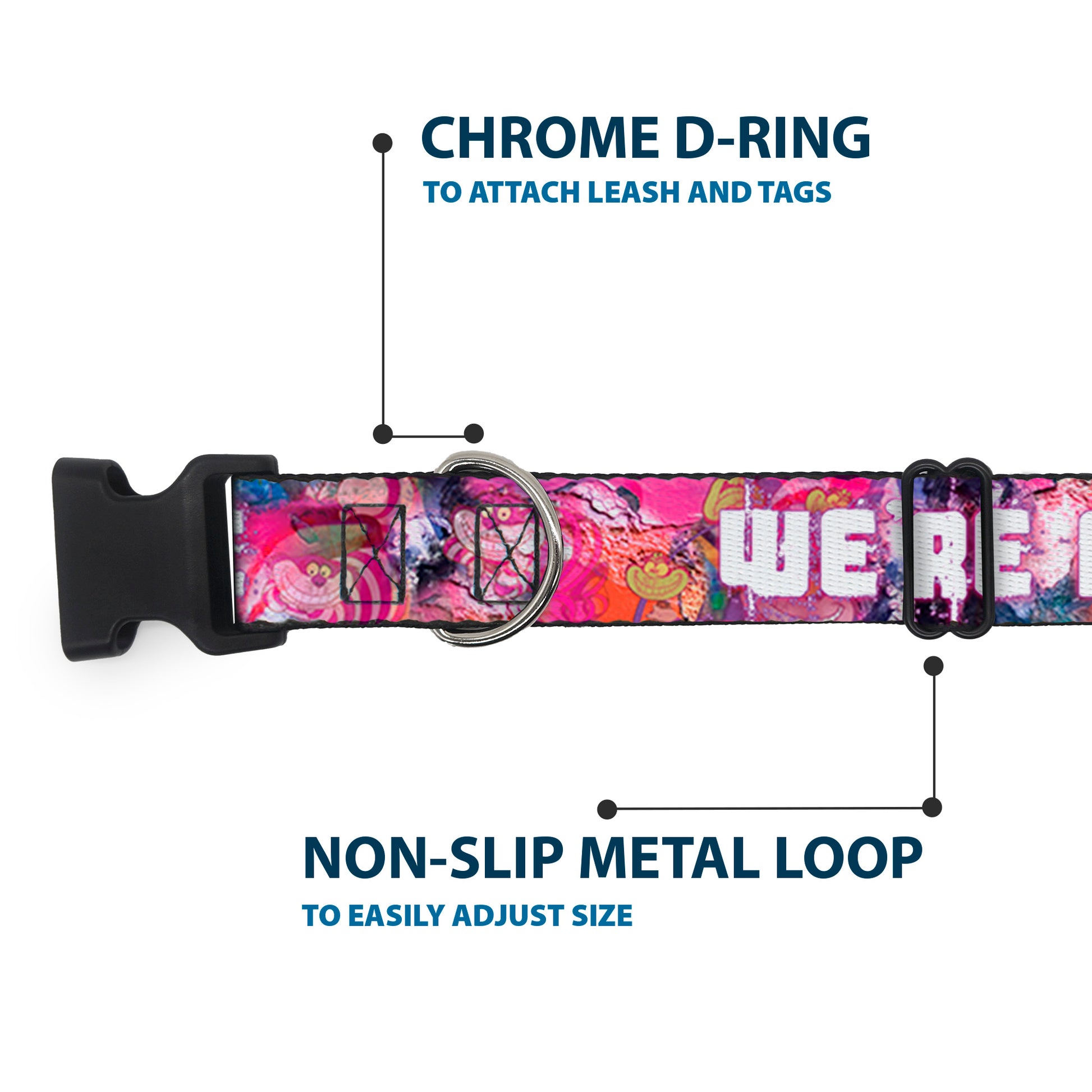 Plastic Clip Collar - Transparent Cheshire Cat Poses WE'RE ALL MAD HERE Plastic Clip Collars Disney