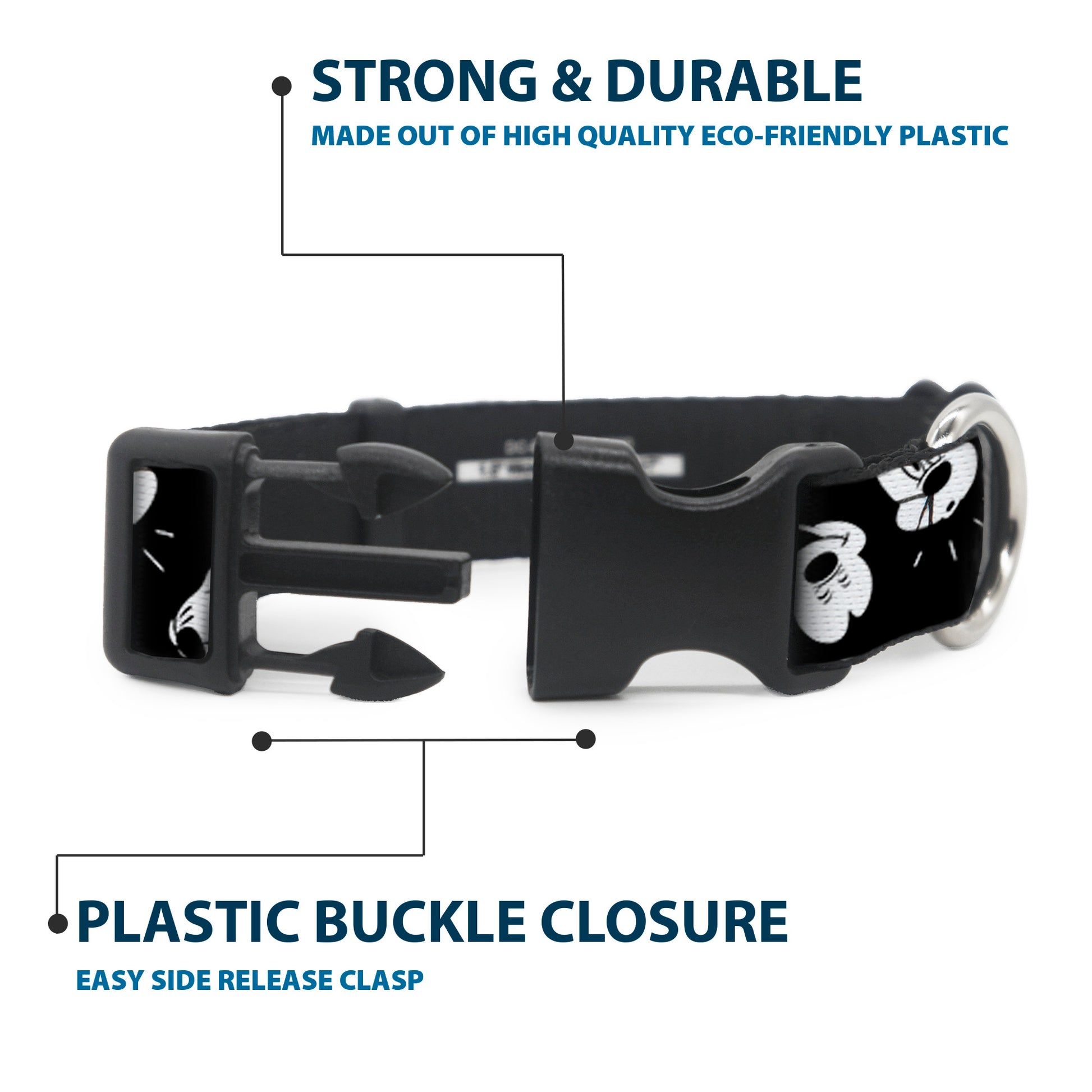 Plastic Clip Collar - Mickey Mouse Expressions Scattered Black/White Plastic Clip Collars Disney