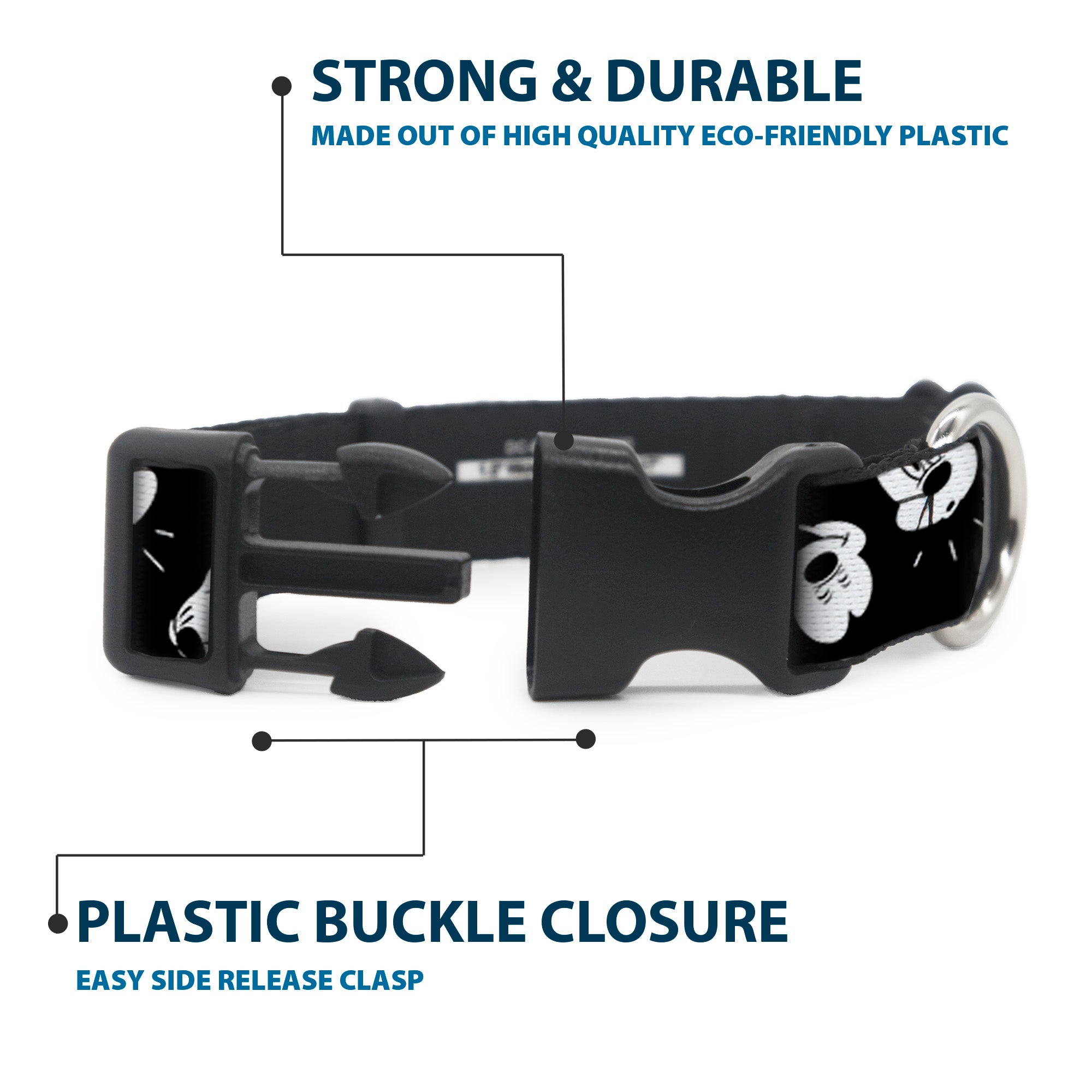 Plastic Clip Collar - Mickey Mouse Expressions Scattered Black/White Plastic Clip Collars Disney