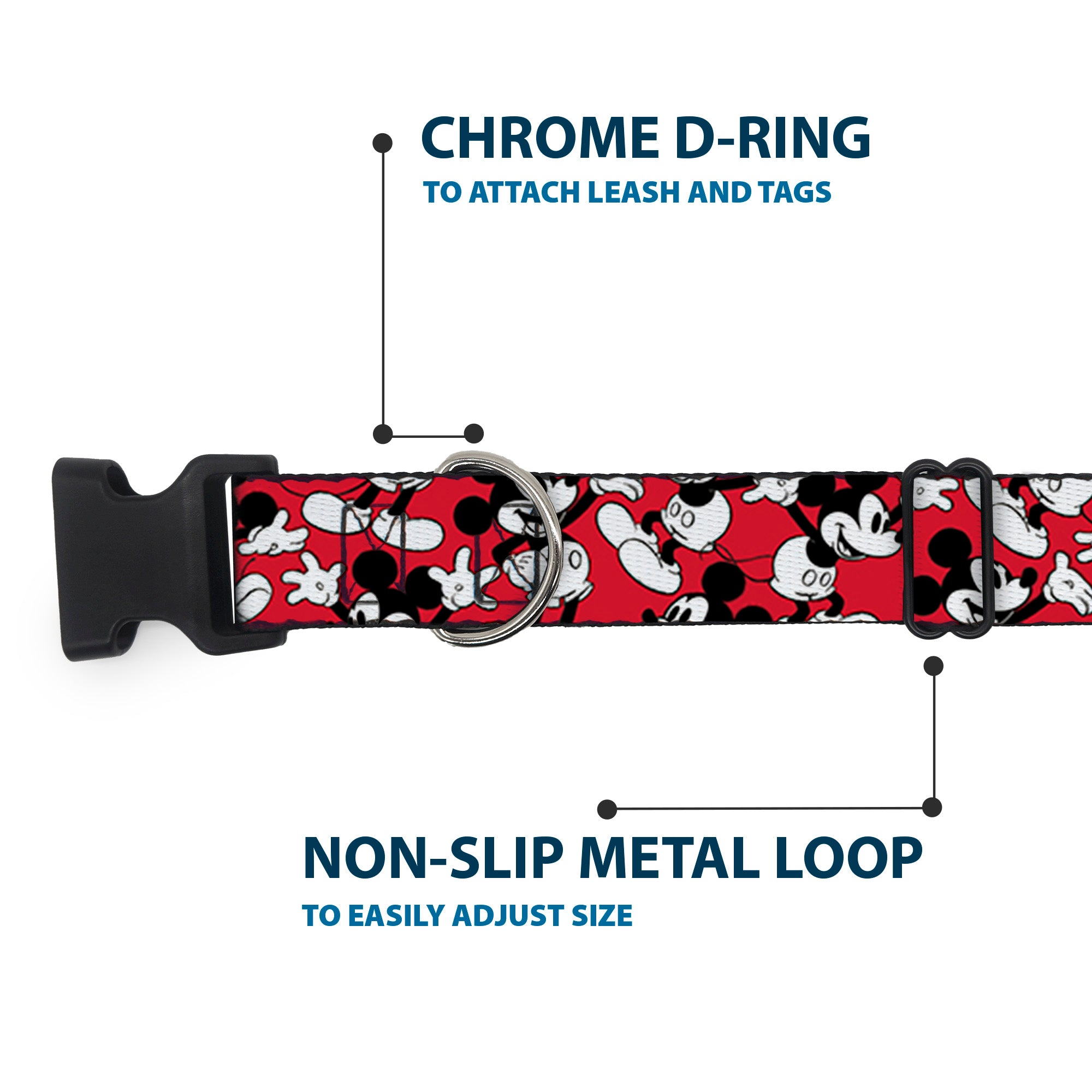 Plastic Clip Collar - Mickey Mouse Poses Scattered Red/Black/White Plastic Clip Collars Disney