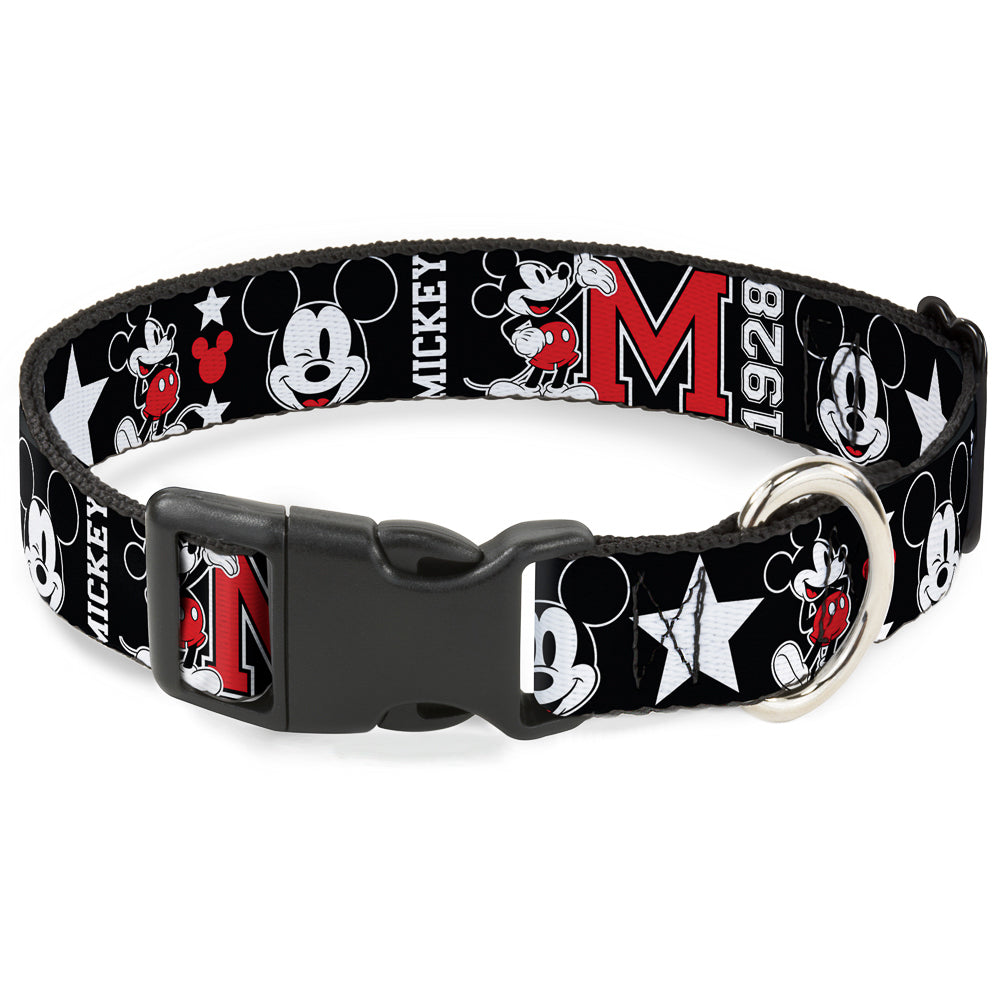 Plastic Clip Collar - Classic Mickey Mouse 1928 Collage Black/White/Red Plastic Clip Collars Disney