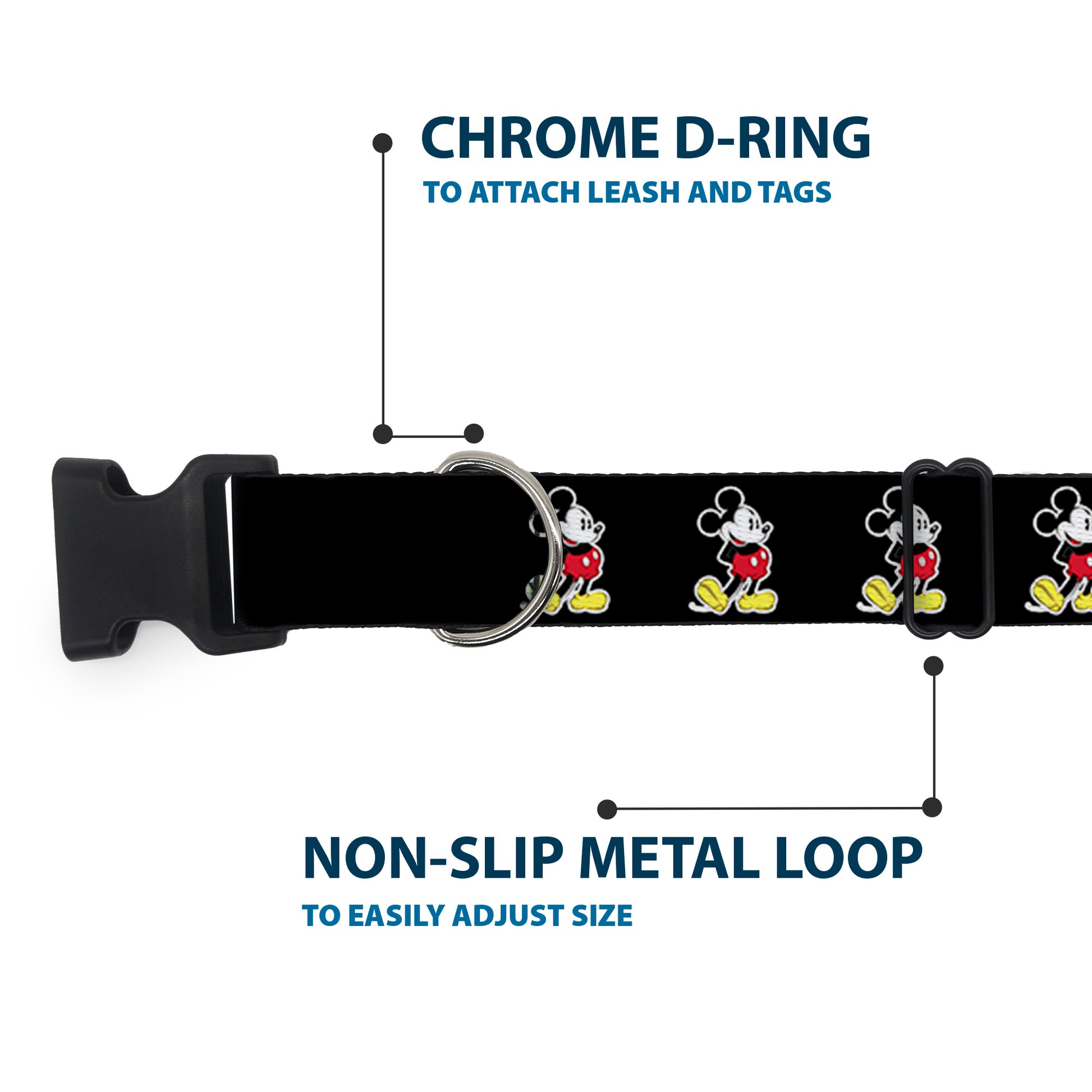 Plastic Clip Collar - Classic Mickey Mouse Pose Black Plastic Clip Collars Disney
