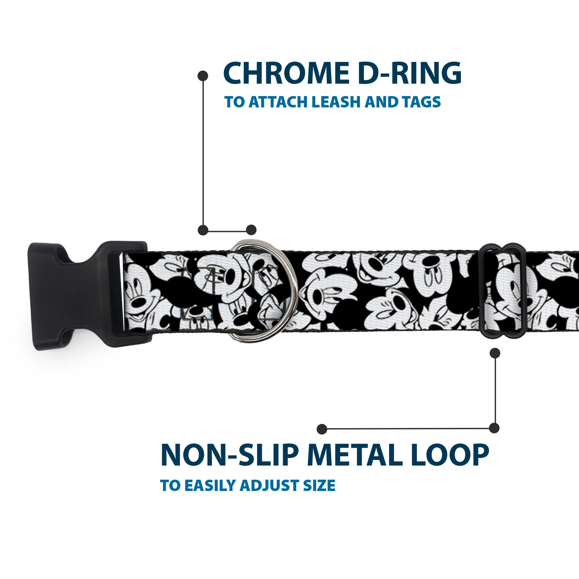 Plastic Clip Collar - Mickey Mouse Expressions Stacked White/Black Plastic Clip Collars Disney