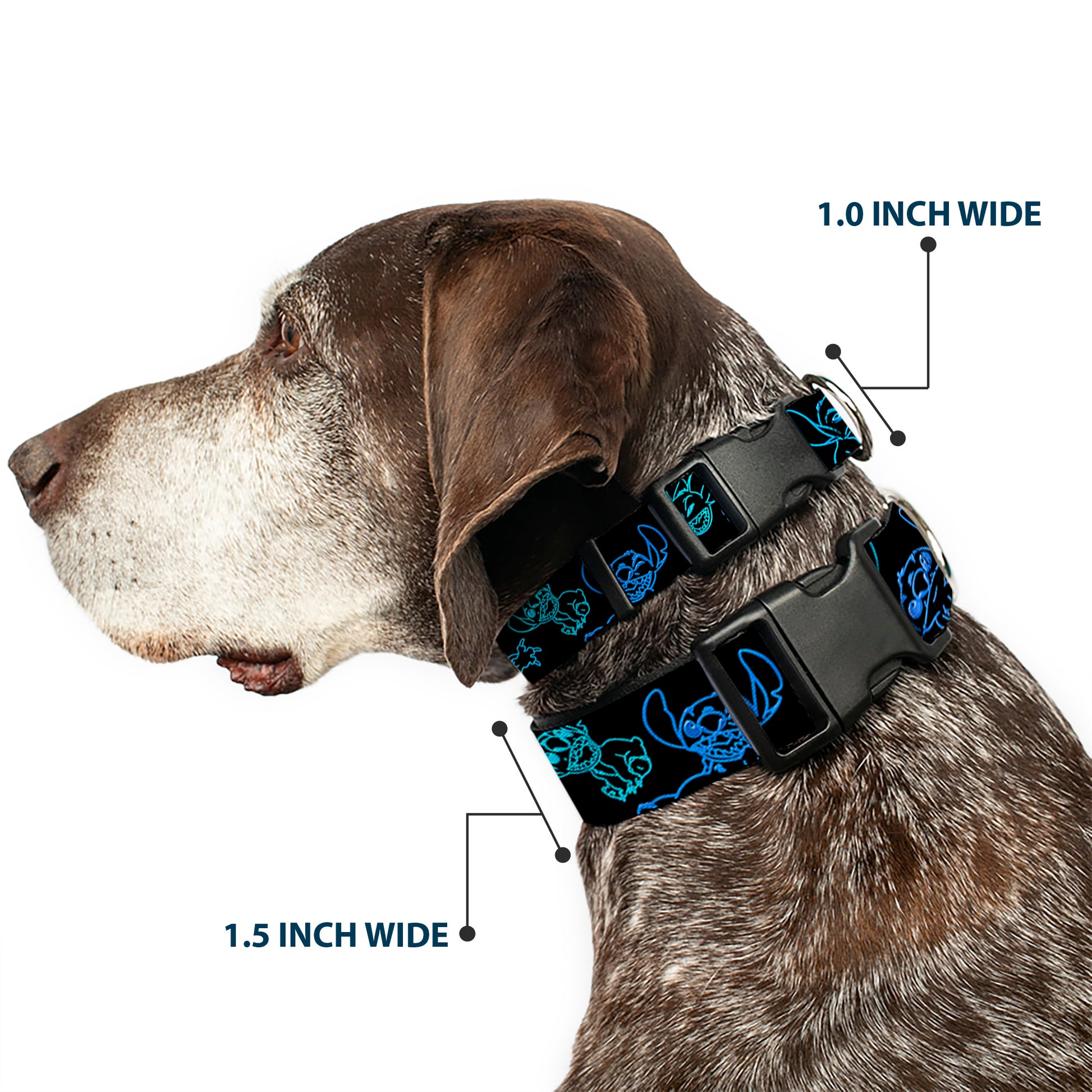 Plastic Clip Collar - Electric Stitch Poses Black/Neon Blue Plastic Clip Collars Disney