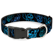 Plastic Clip Collar - Electric Stitch Poses Black/Neon Blue Plastic Clip Collars Disney