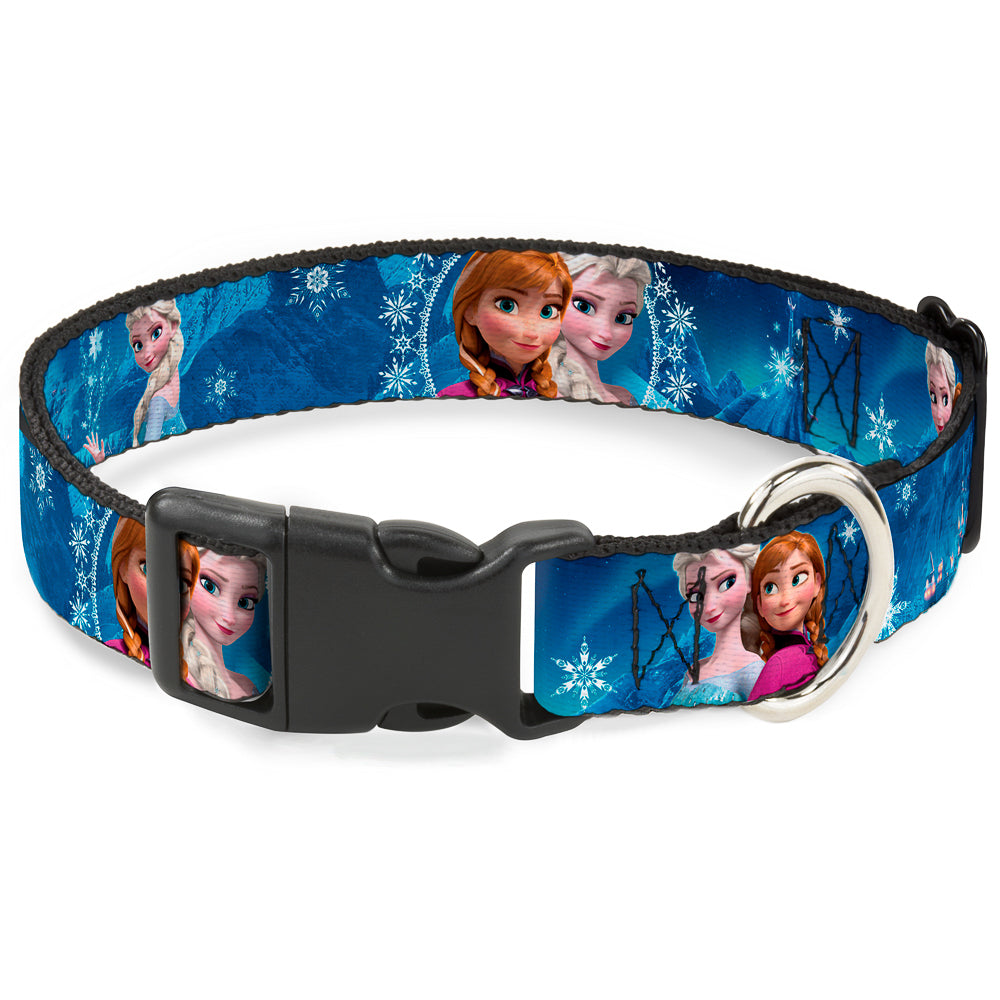 Plastic Clip Collar - Anna & Elsa Poses/Castle & Mountains Blues Plastic Clip Collars Disney